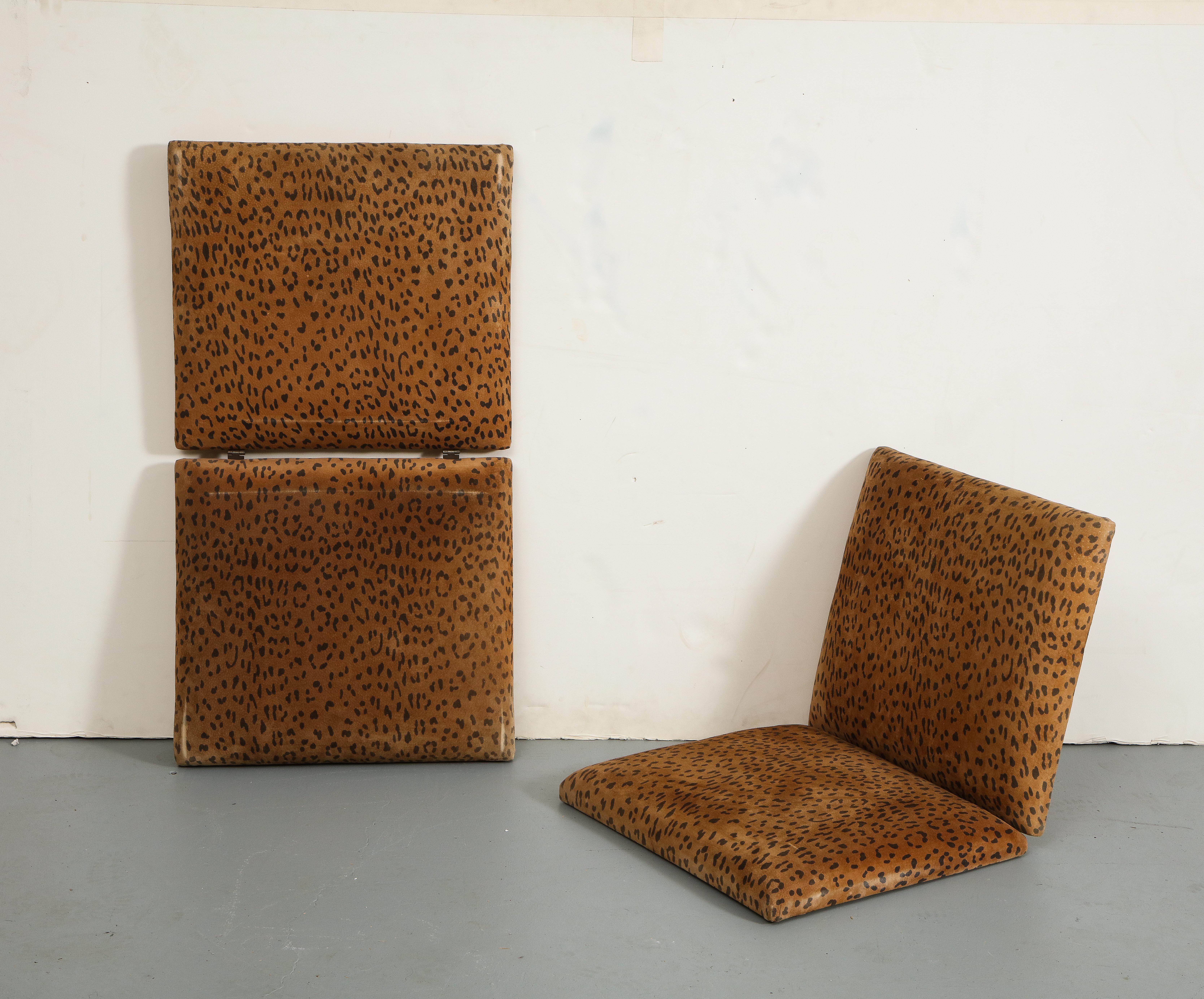 Pair of Midcentury Italian Walnut Armchairs with Leopard Cushions, 1930s 14