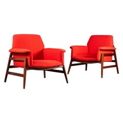 Pair of Midcentury Italian Armchairs upholstered in Danish Wool