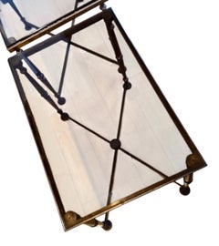 A Pair of Midcentury Maison Jansen-style Brass and Glass Side Tables