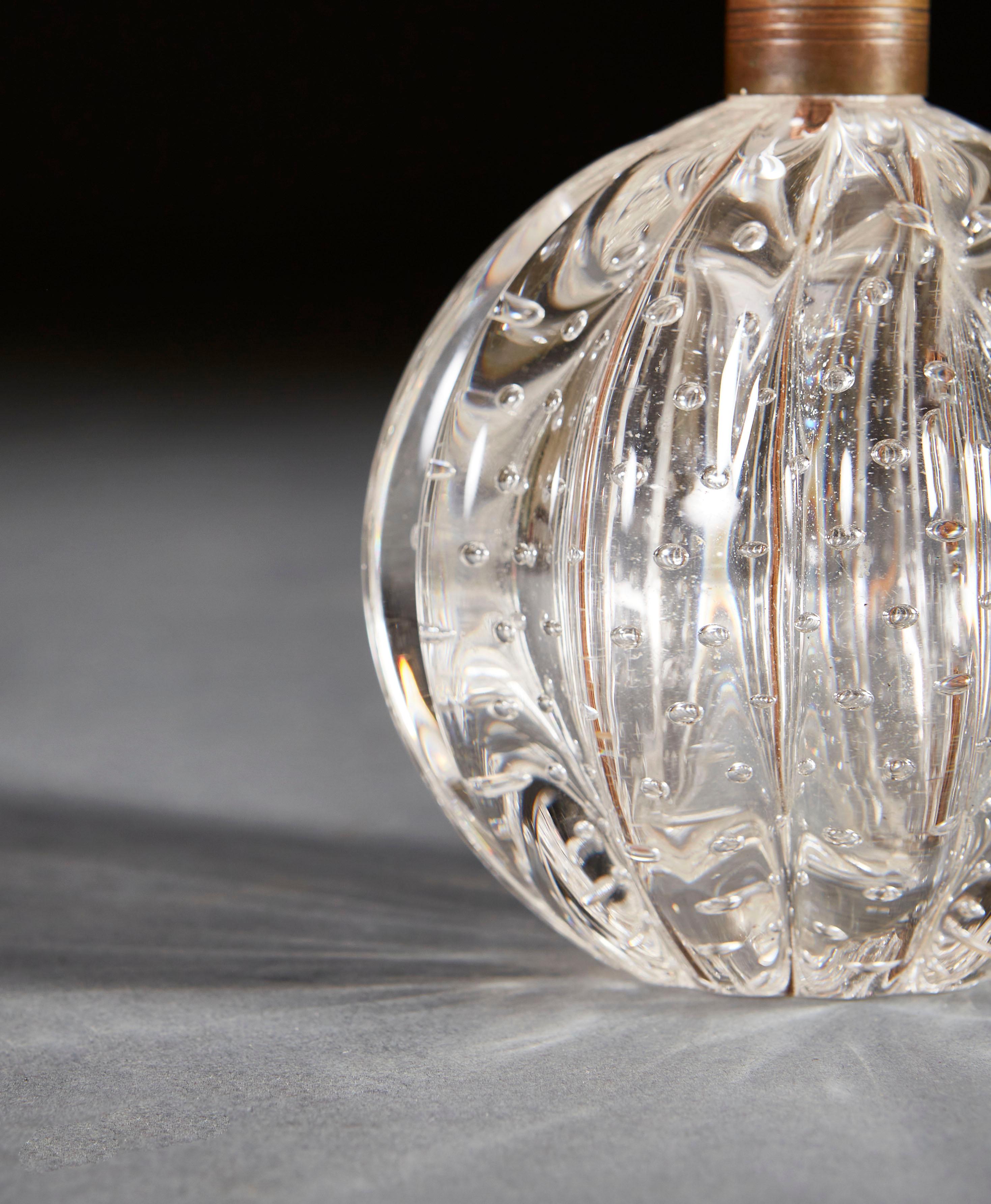 20th Century Pair of Midcentury Murano Glass Bullicante Ball Table Lamps