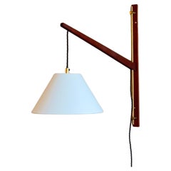 A Pair of Midcentury Teak and Brass Wall Lights 