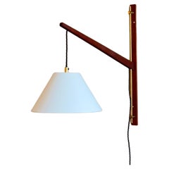 A Pair of Midcentury Teak and Brass Wall Lights