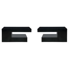 Vintage A Pair of Midnight Blue Lacquered Coffee Tables, by Studio H Collection