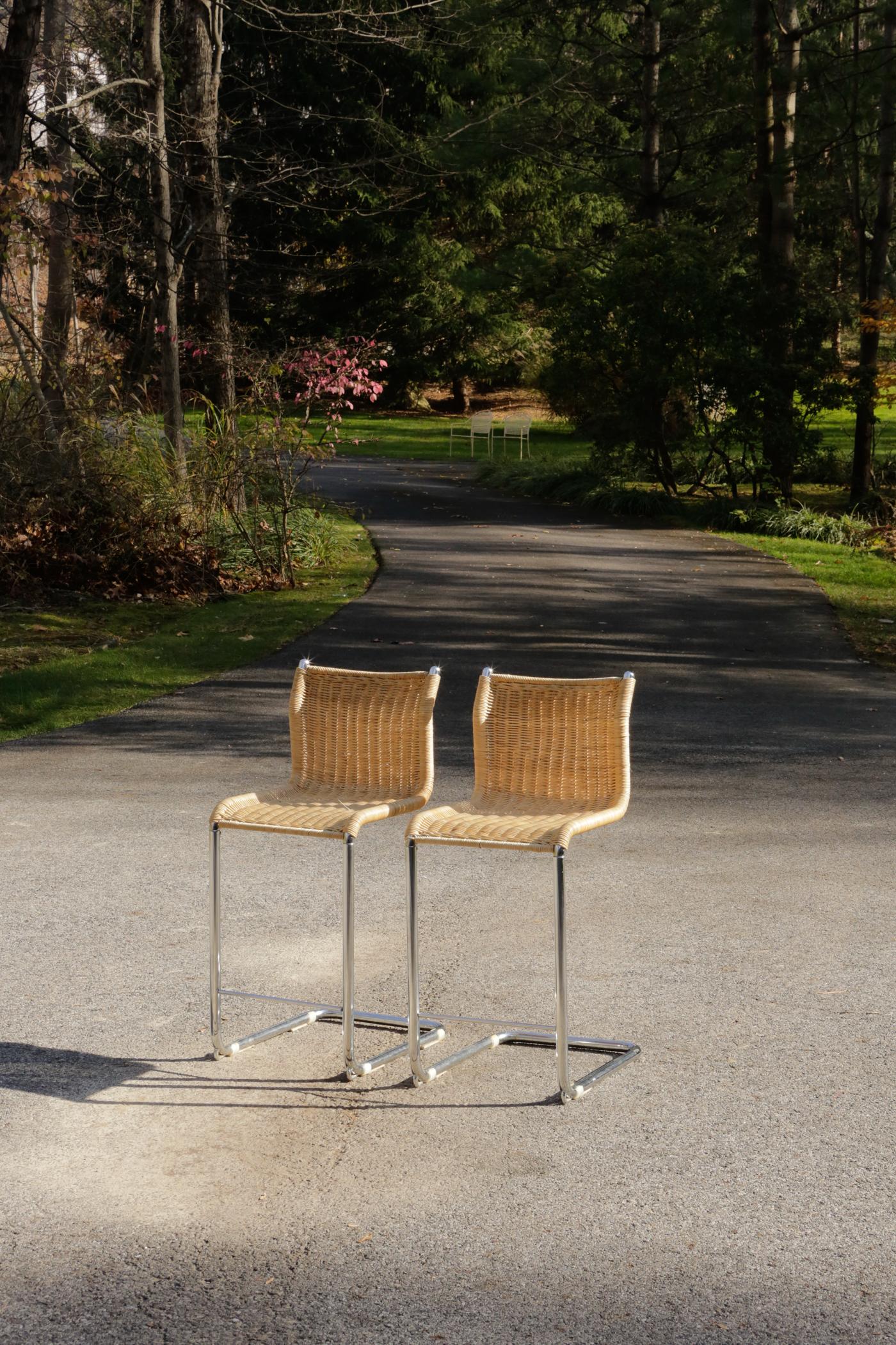 Pair of Mies Van Der Rohe Style Counter Top Stools 5