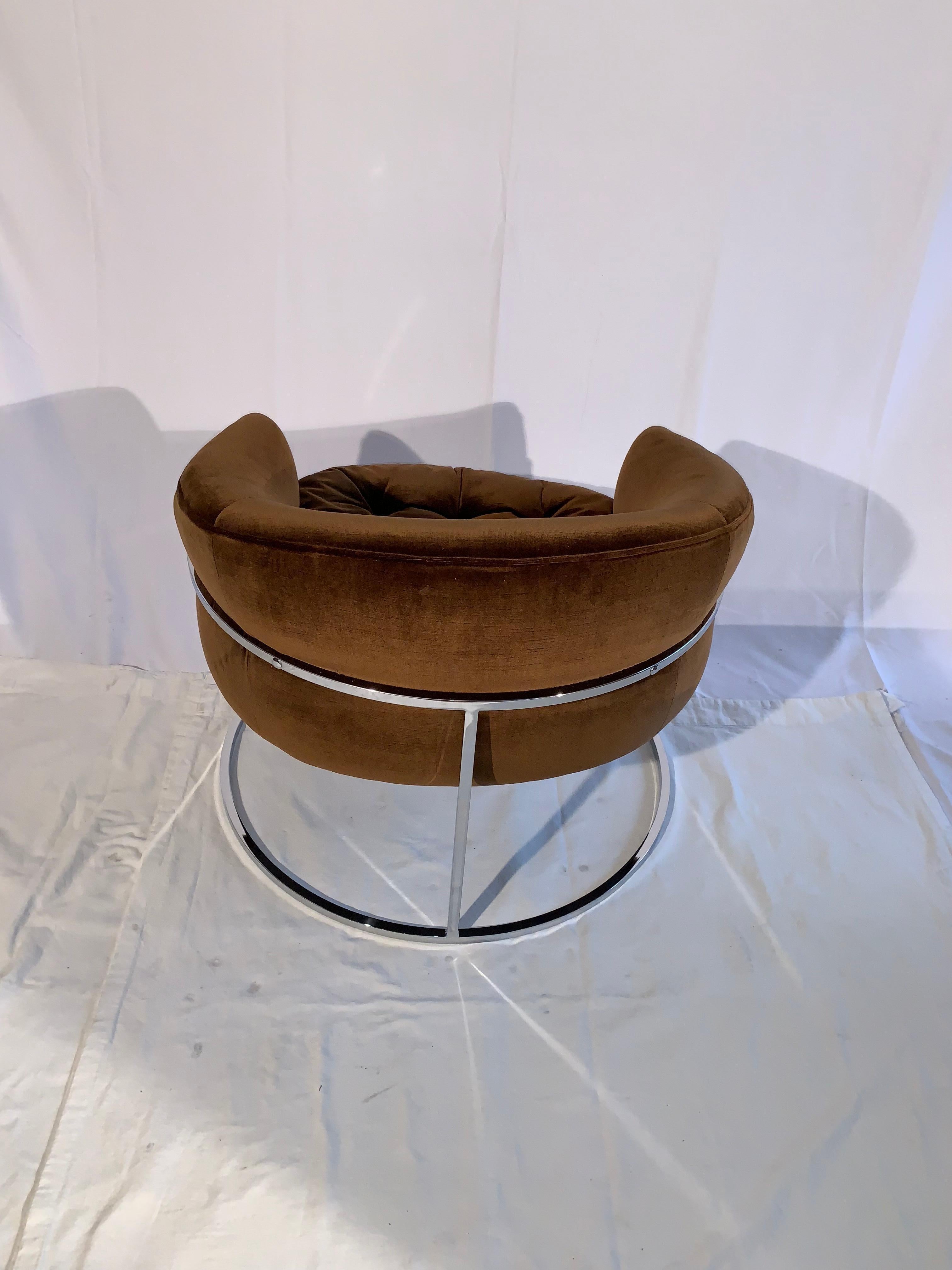 Pair of Floating Chrome Thinline Tub Chairs attributed to Flair Division For Sale 5