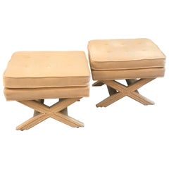 Retro Pair of Milo Baughman Style X Benches