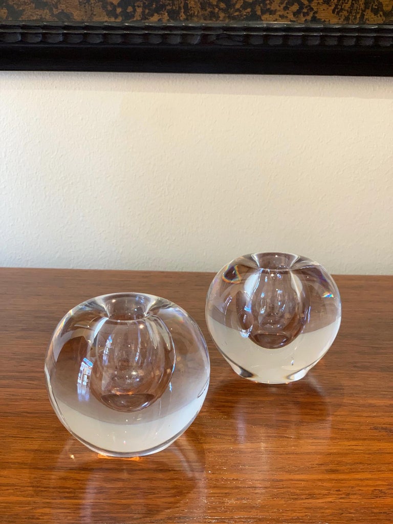 Pair of Miniature Glass Stem Vases For Sale at 1stDibs