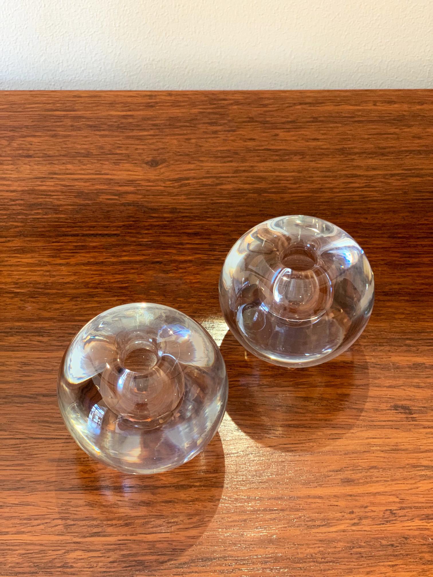 Mid-Century Modern Pair of Miniature Glass Stem Vases