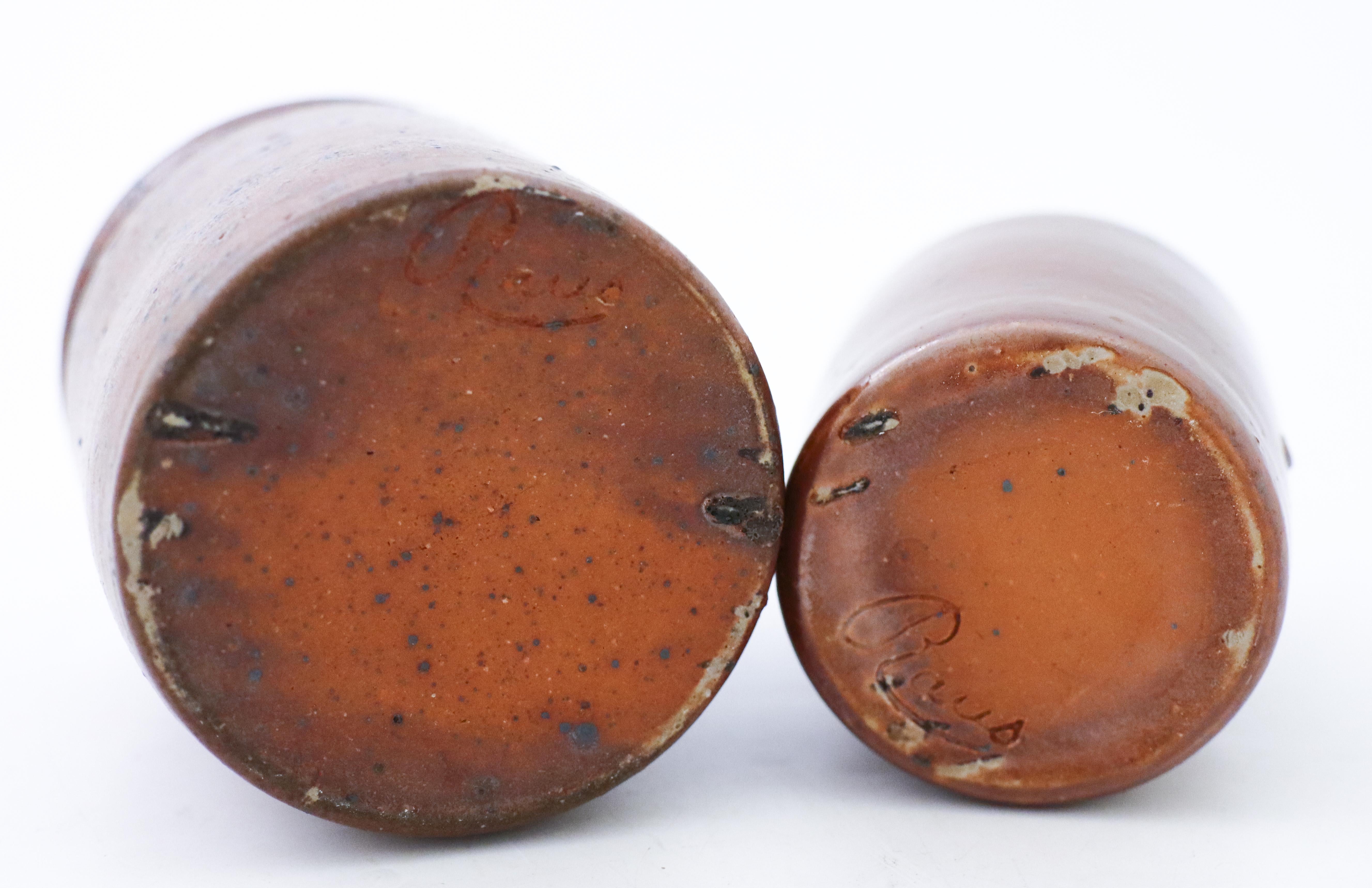 Scandinavian Modern Pair of Miniature Stone Jars, Raus; Sweden For Sale