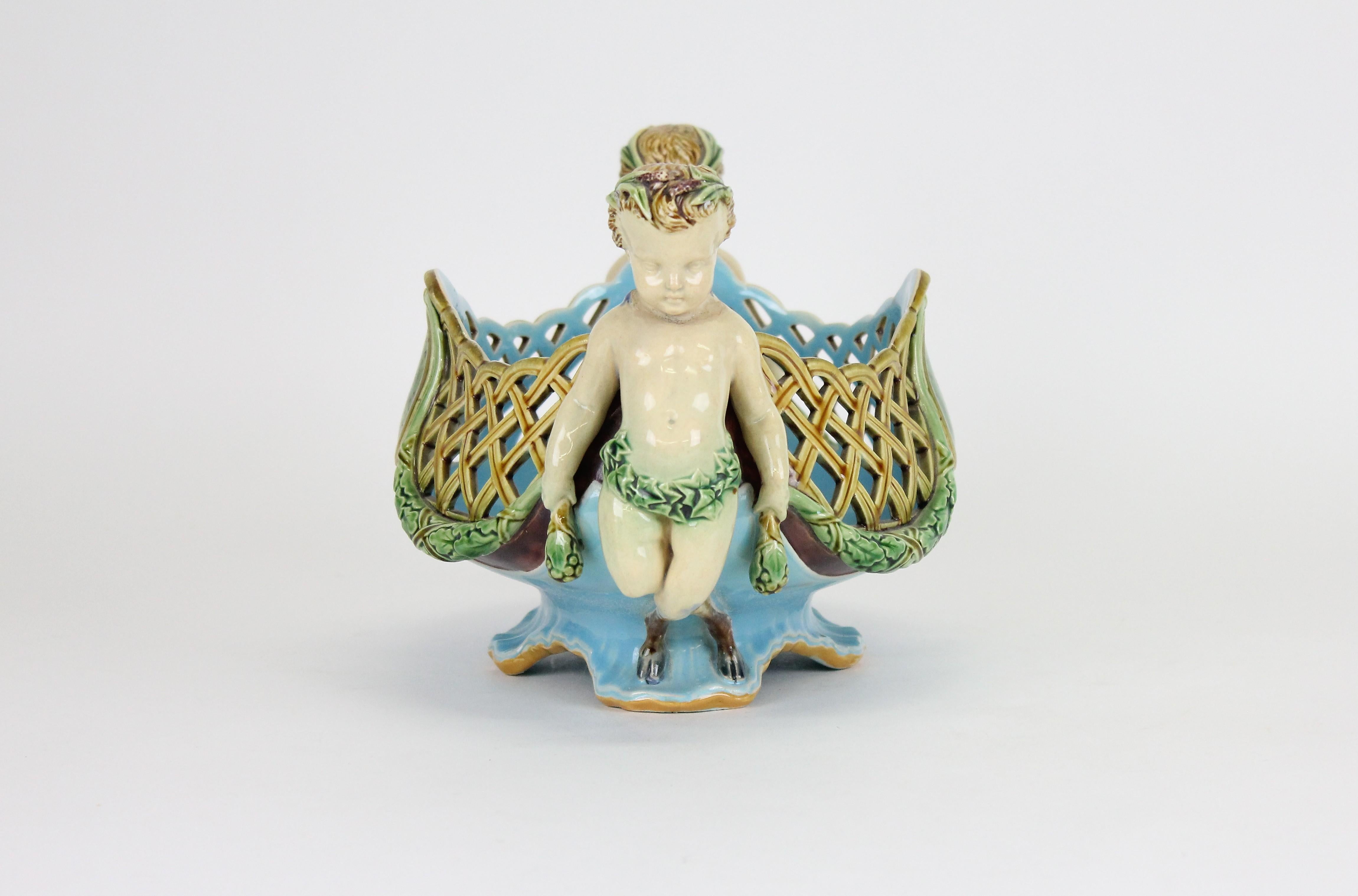 A Pair of Minton Majolica Baskets or Jardinieres by Albert Carrier-Belleuse. For Sale 6