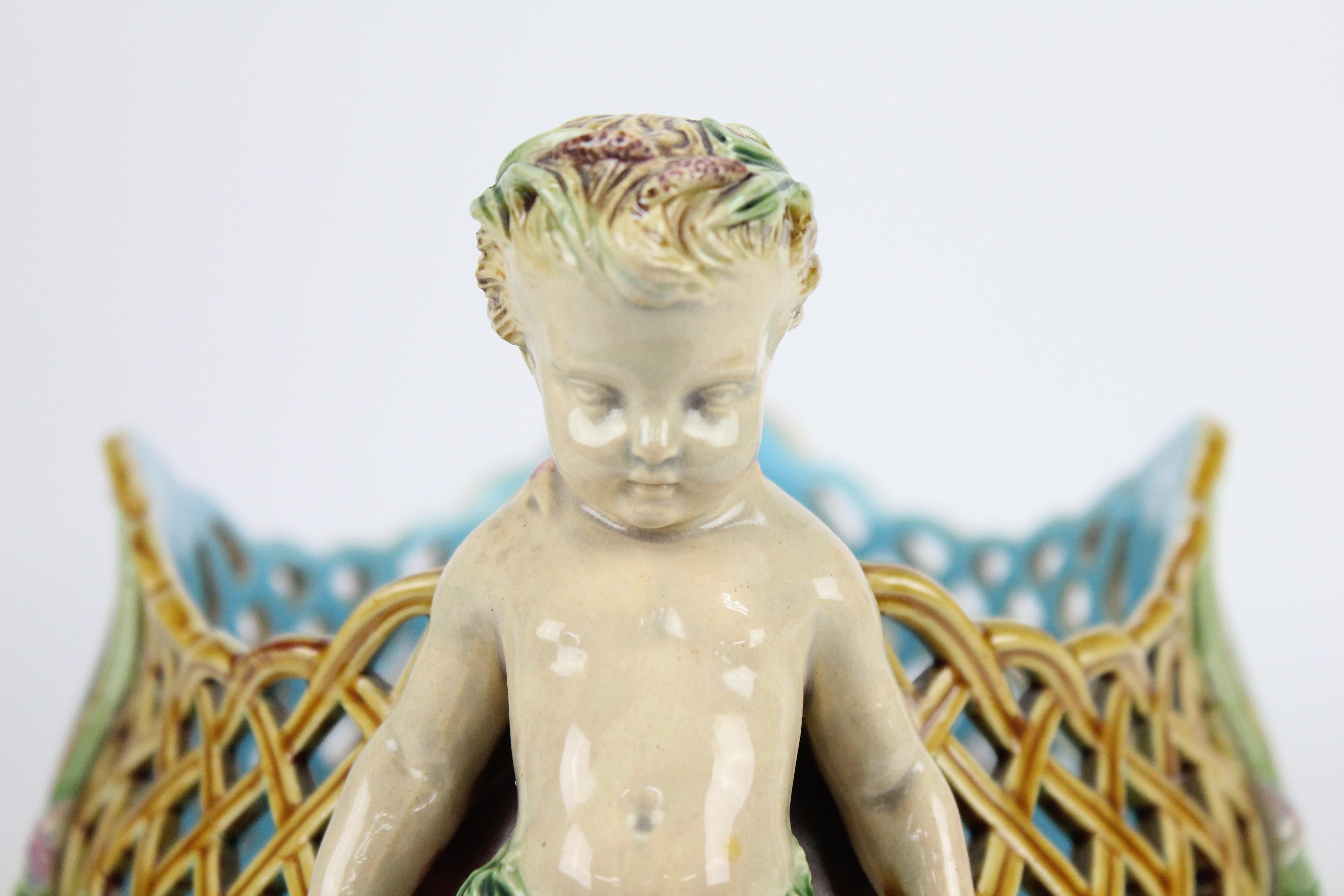 A Pair of Minton Majolica Baskets or Jardinieres by Albert Carrier-Belleuse. For Sale 7