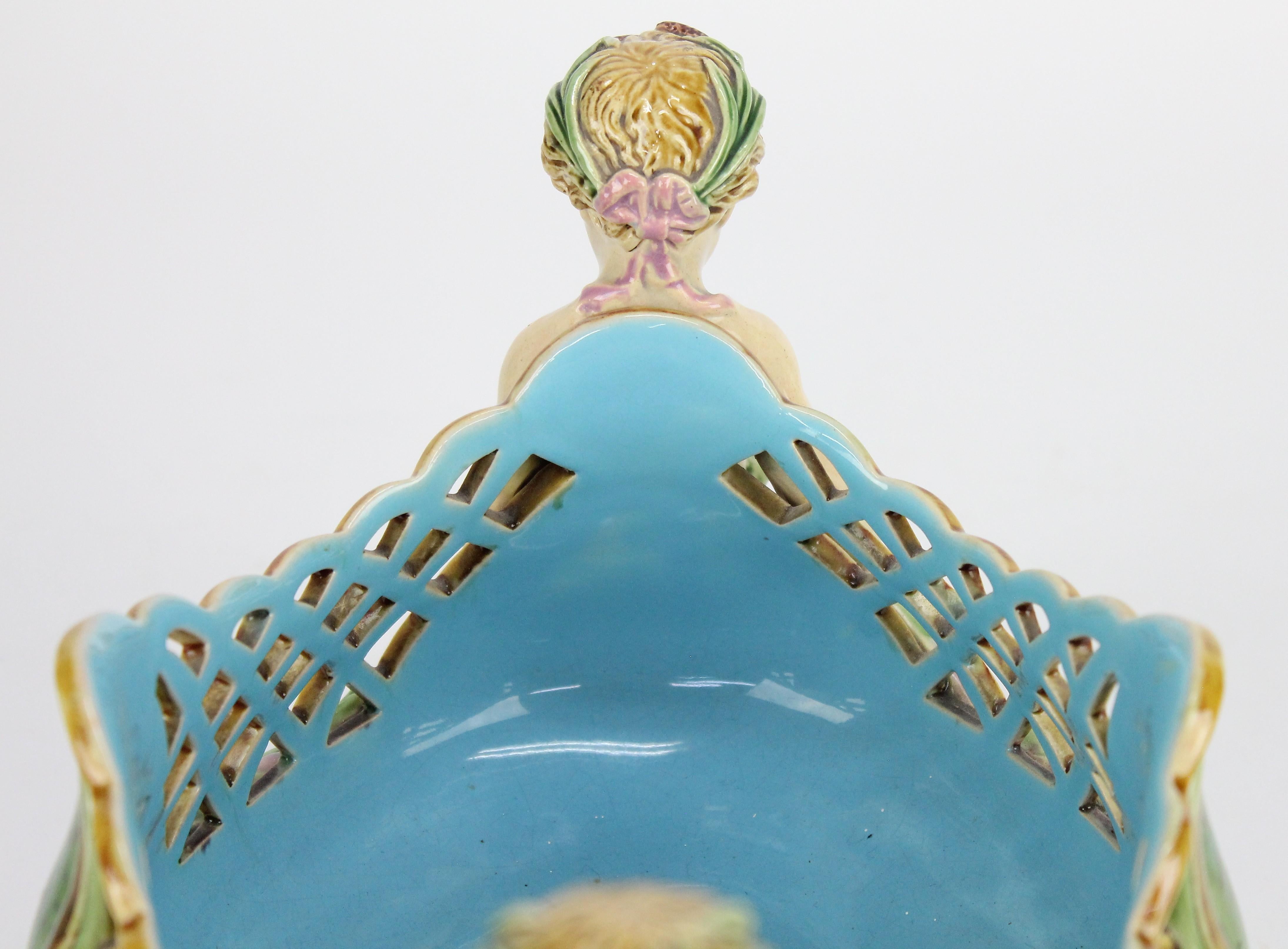 A Pair of Minton Majolica Baskets or Jardinieres by Albert Carrier-Belleuse. For Sale 8