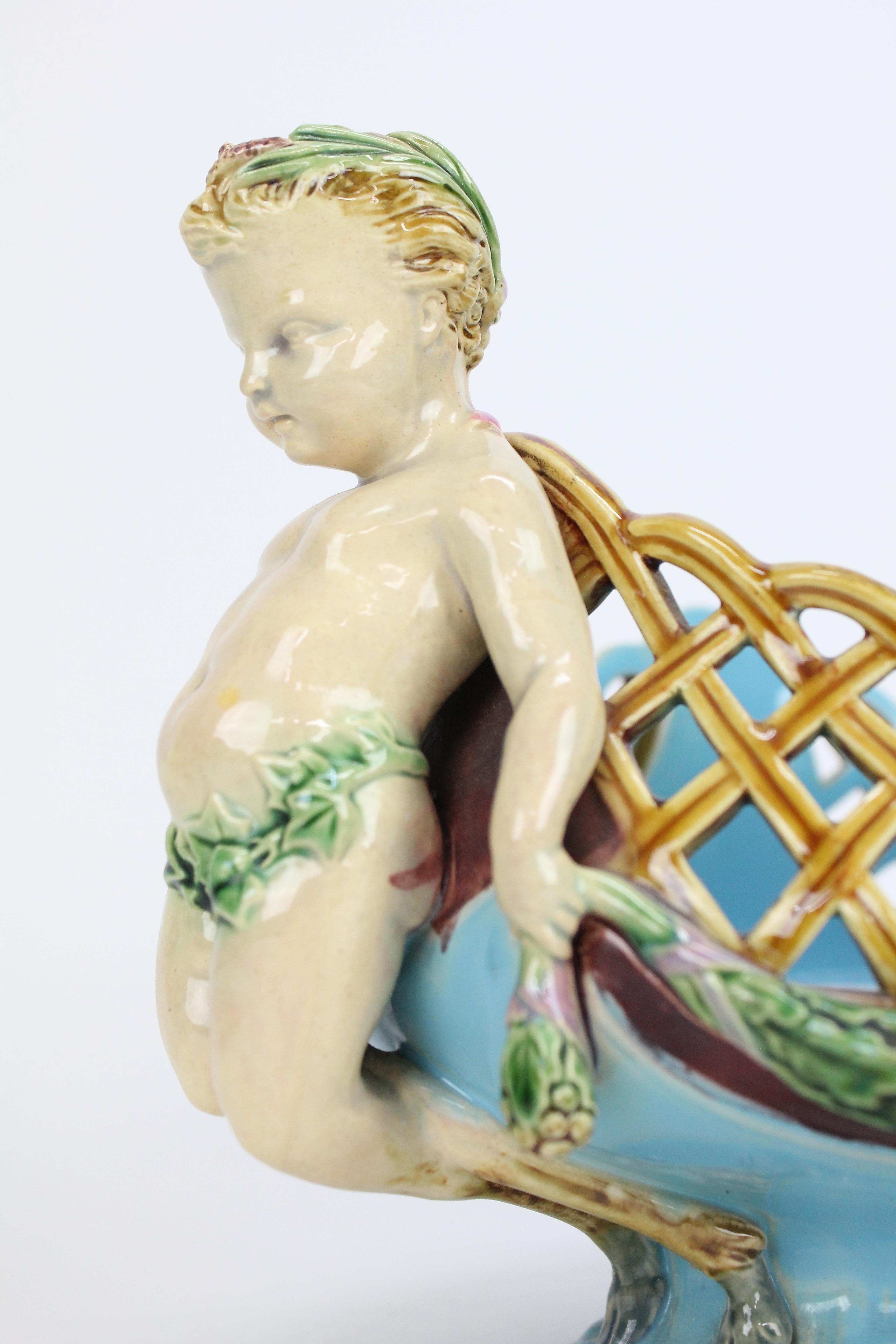 A Pair of Minton Majolica Baskets or Jardinieres by Albert Carrier-Belleuse. For Sale 10
