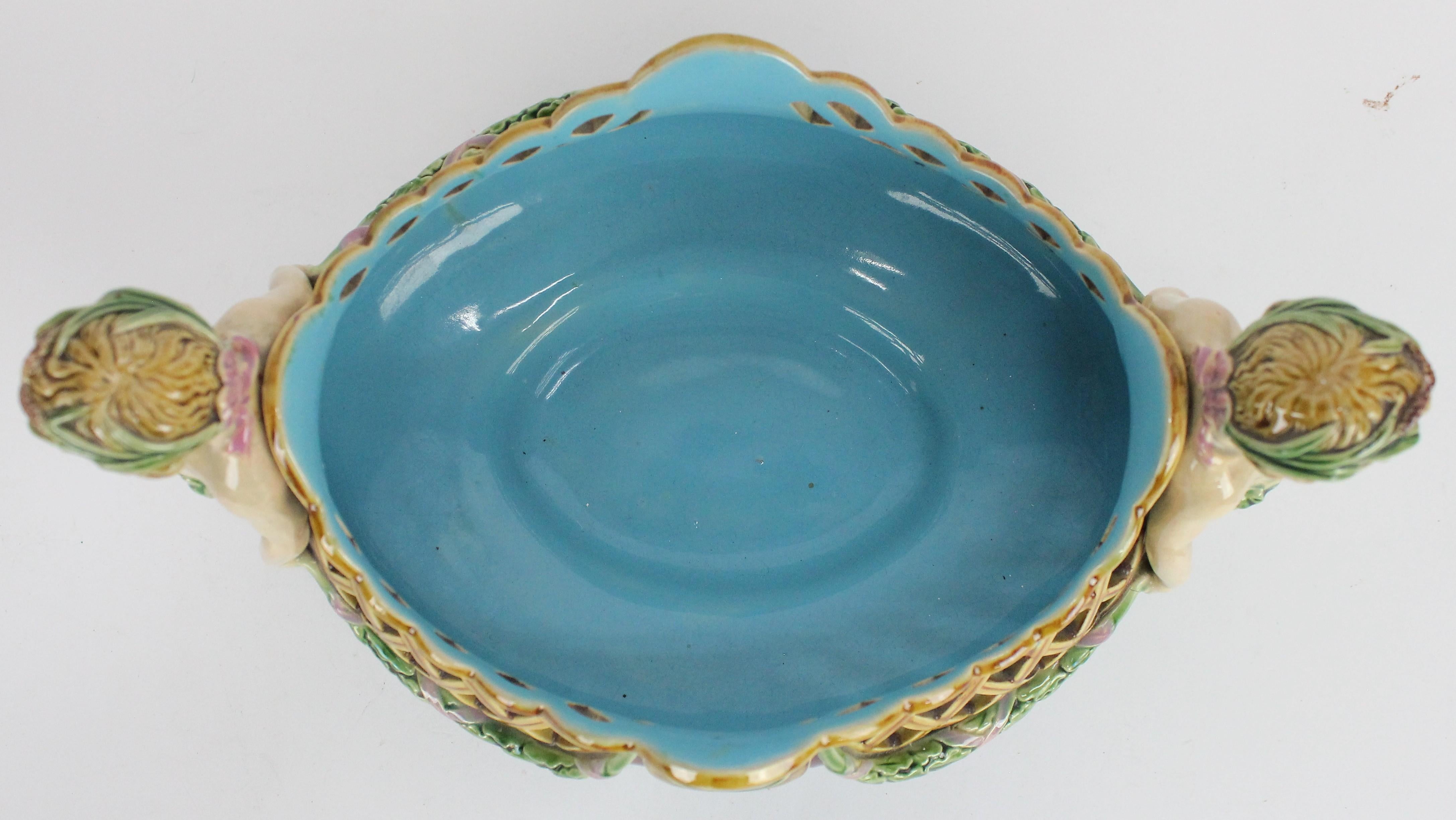 A Pair of Minton Majolica Baskets or Jardinieres by Albert Carrier-Belleuse. For Sale 13
