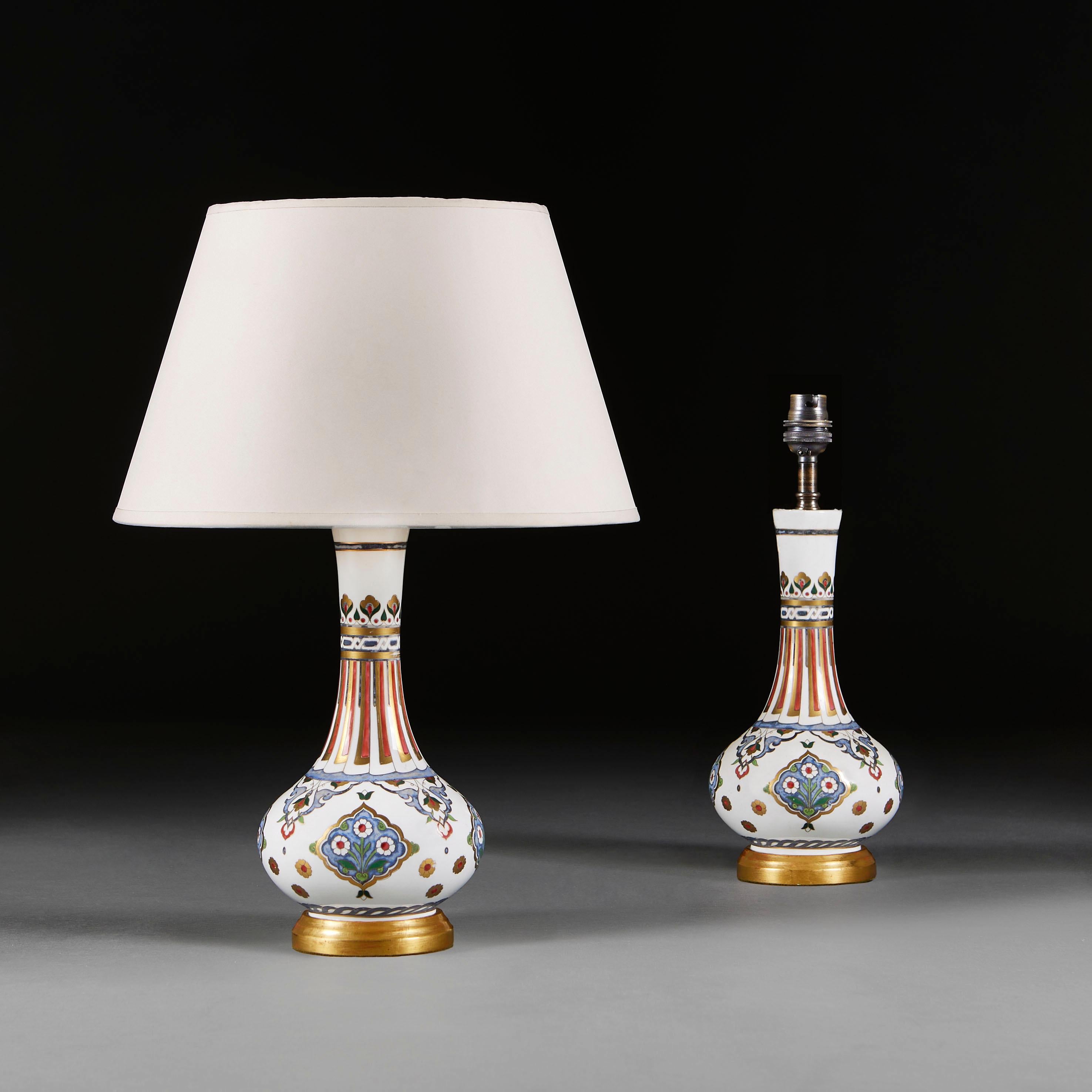 English A Pair of Minton Vases by Christopher Dresser as Table Lamps