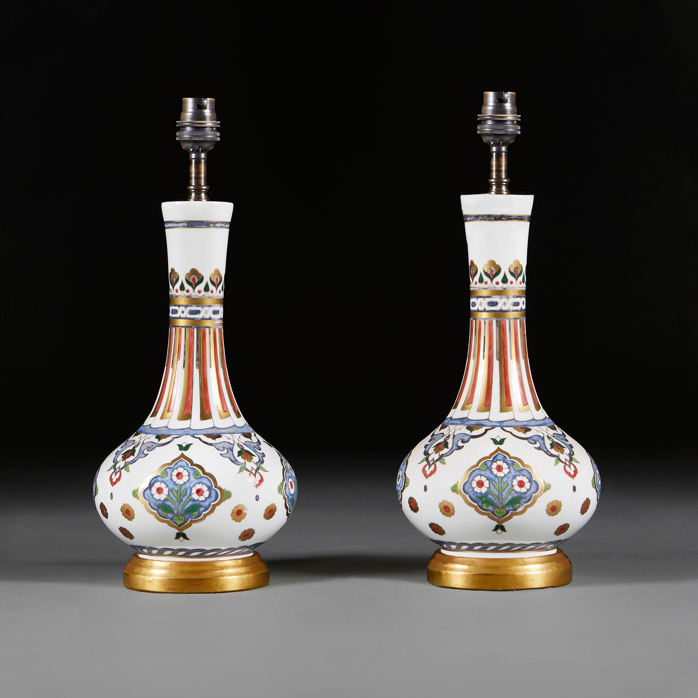 Glazed A Pair of Minton Vases by Christopher Dresser as Table Lamps