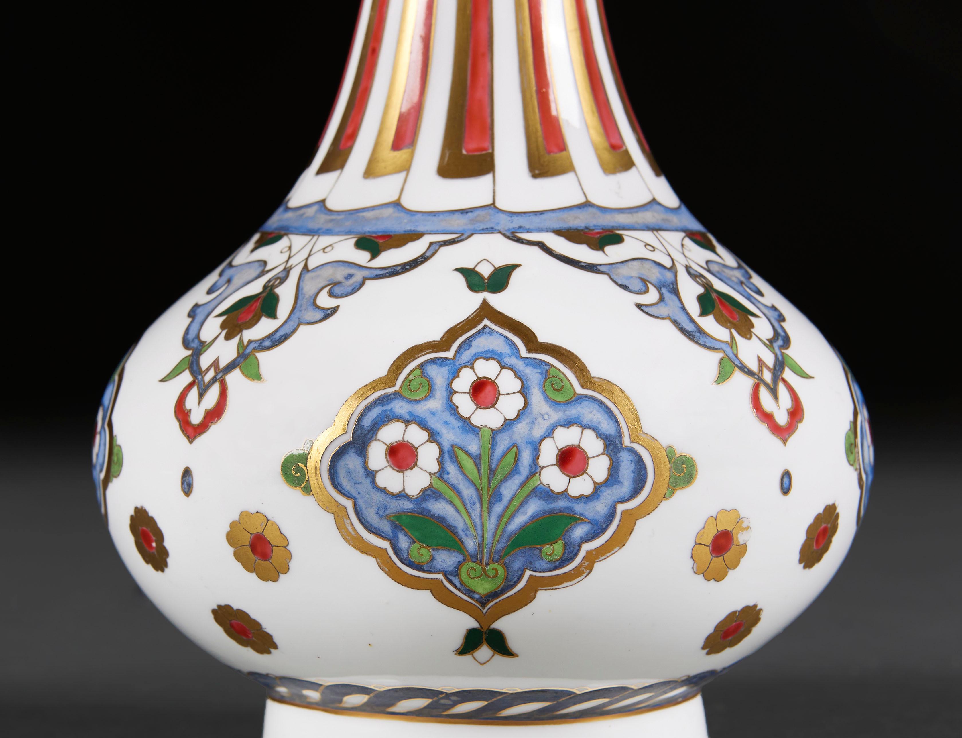 A Pair of Minton Vases by Christopher Dresser as Table Lamps In Good Condition In London, GB
