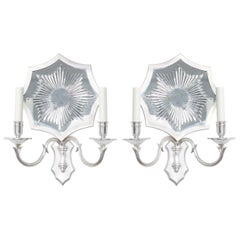 Pair of Mirrored Sunburst Sconces by David Duncan