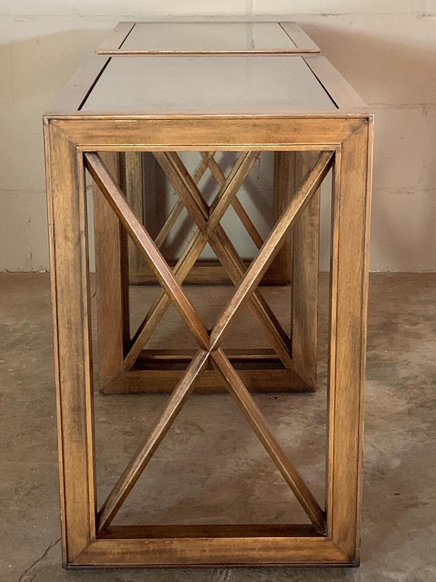 Pair of Mirrored Top Side Tables by James Mont 6