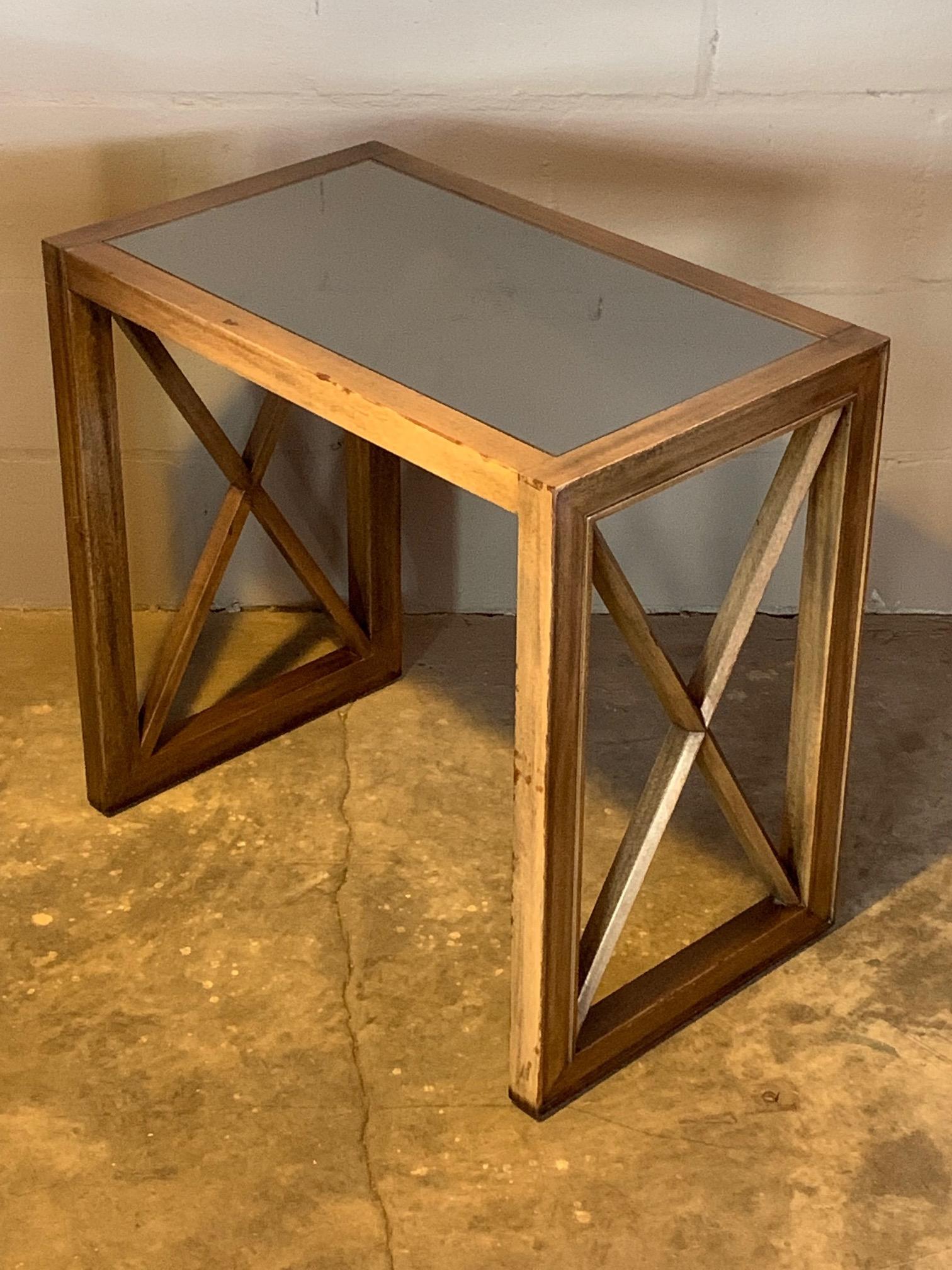 Pair of Mirrored Top Side Tables by James Mont 2
