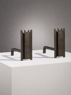 A Pair of MID-CENTURY-MODERN Modernist ANDIRONS, France 1950
