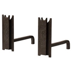 A Pair of MID-CENTURY-MODERN Modernist ANDIRONS, France 1950