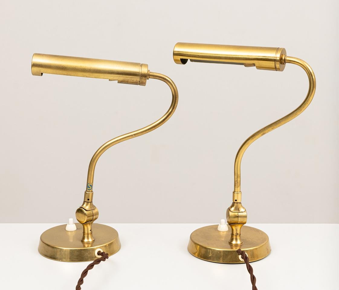 Brass A Pair of Model 52435 Table Lamps by Uppsala Armaturfabrik For Sale
