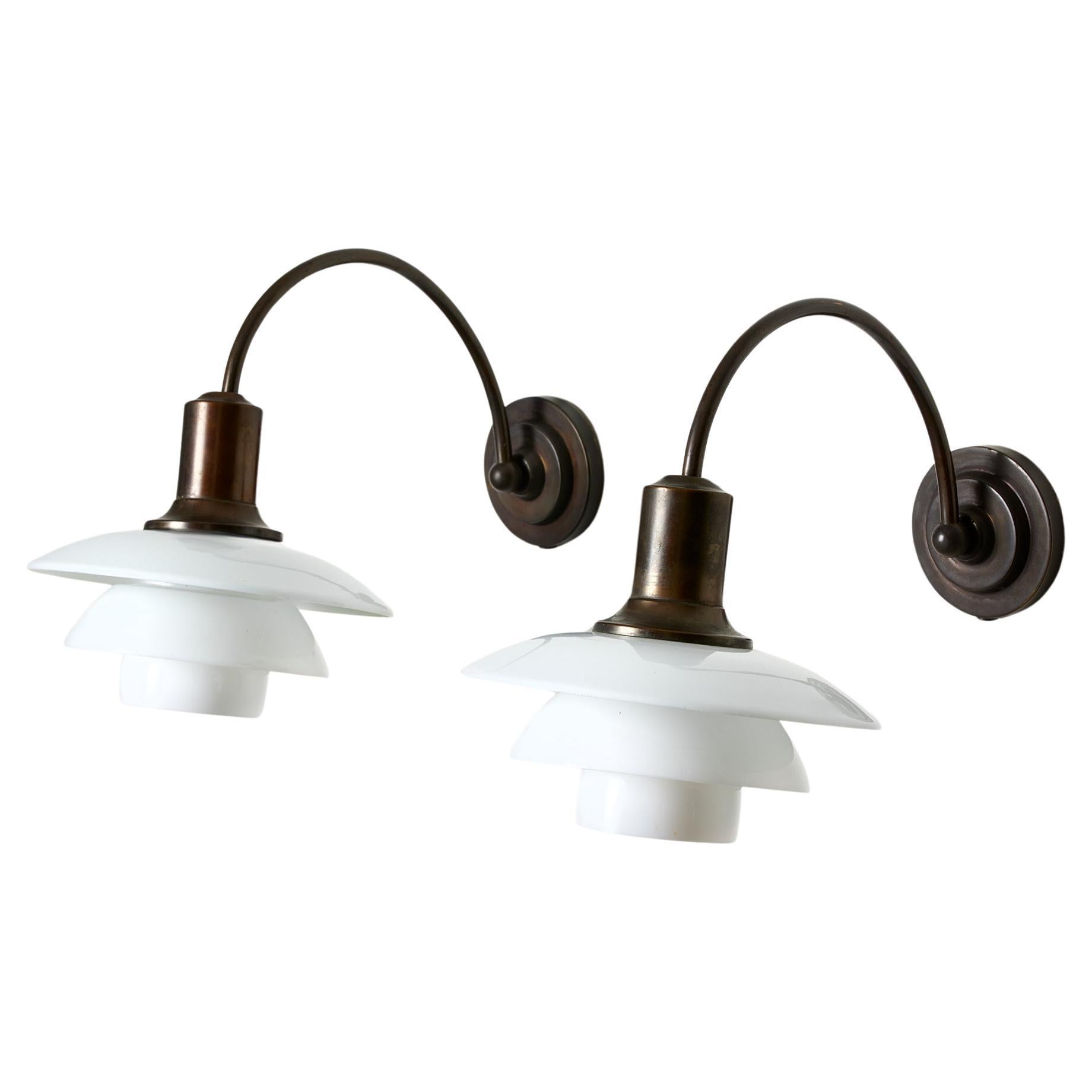 A pair of model PH-2/2 wall lamps Designed by Poul Henningsen for Louis Poulsen