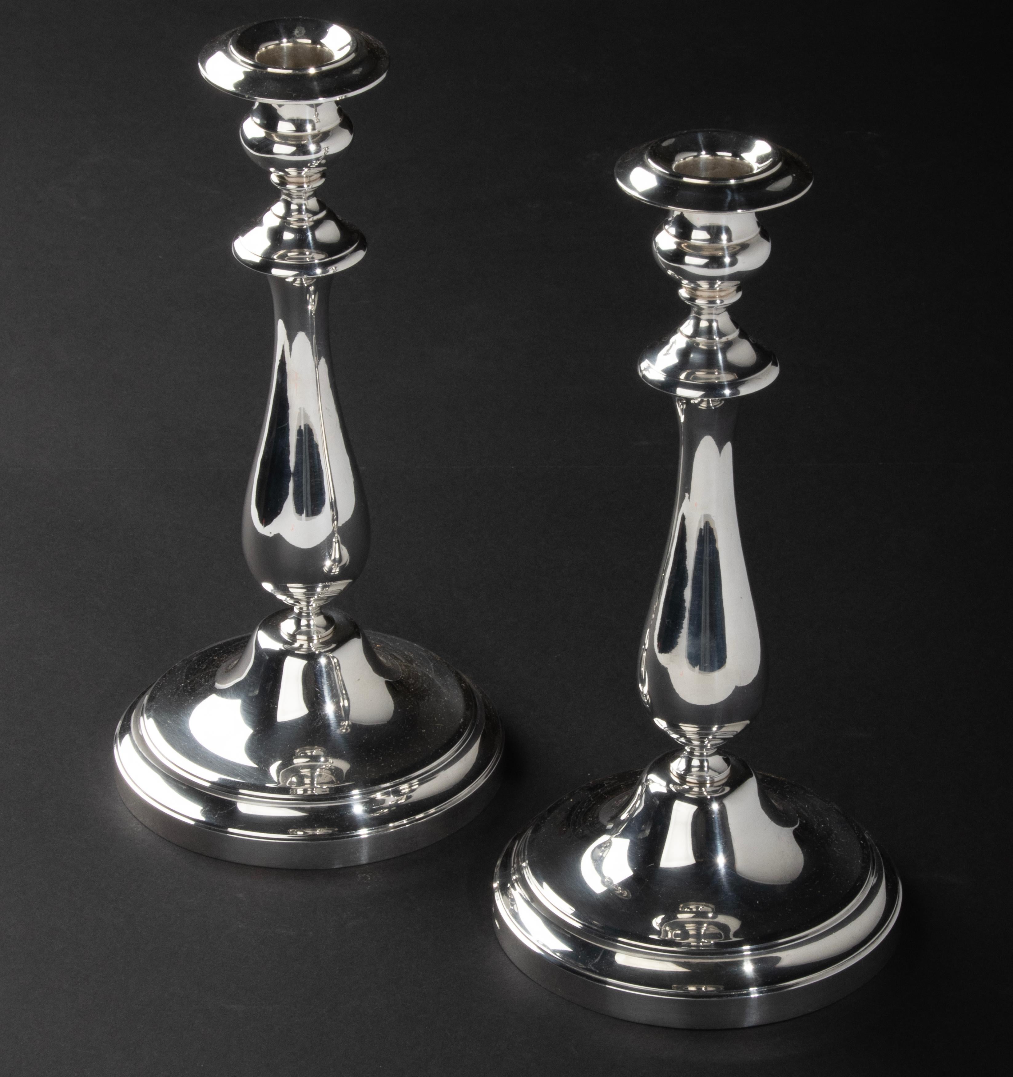 A Pair of Modern Classic Silver Plated Candlesticks made by Christofle France 7