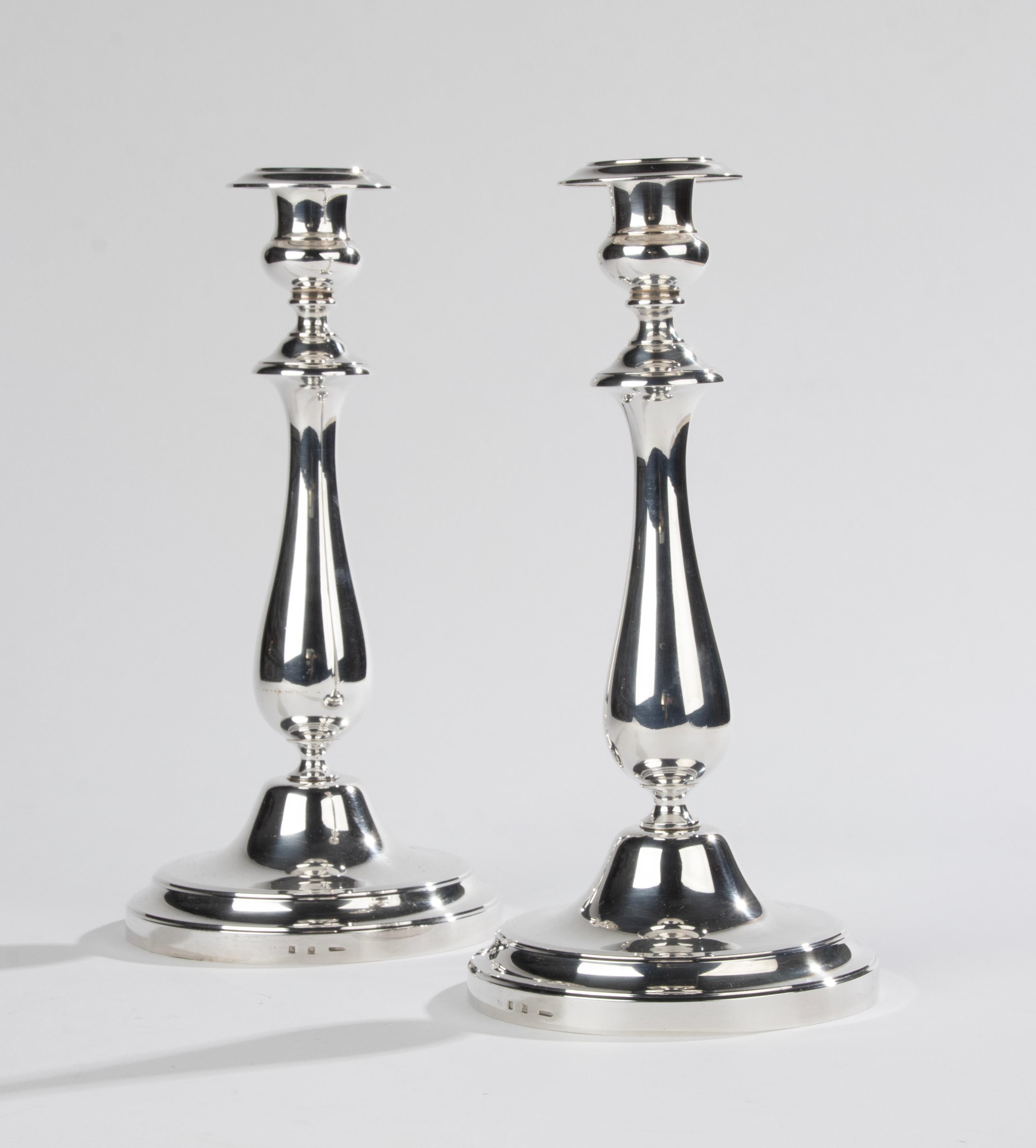 A Pair of Modern Classic Silver Plated Candlesticks made by Christofle France 9