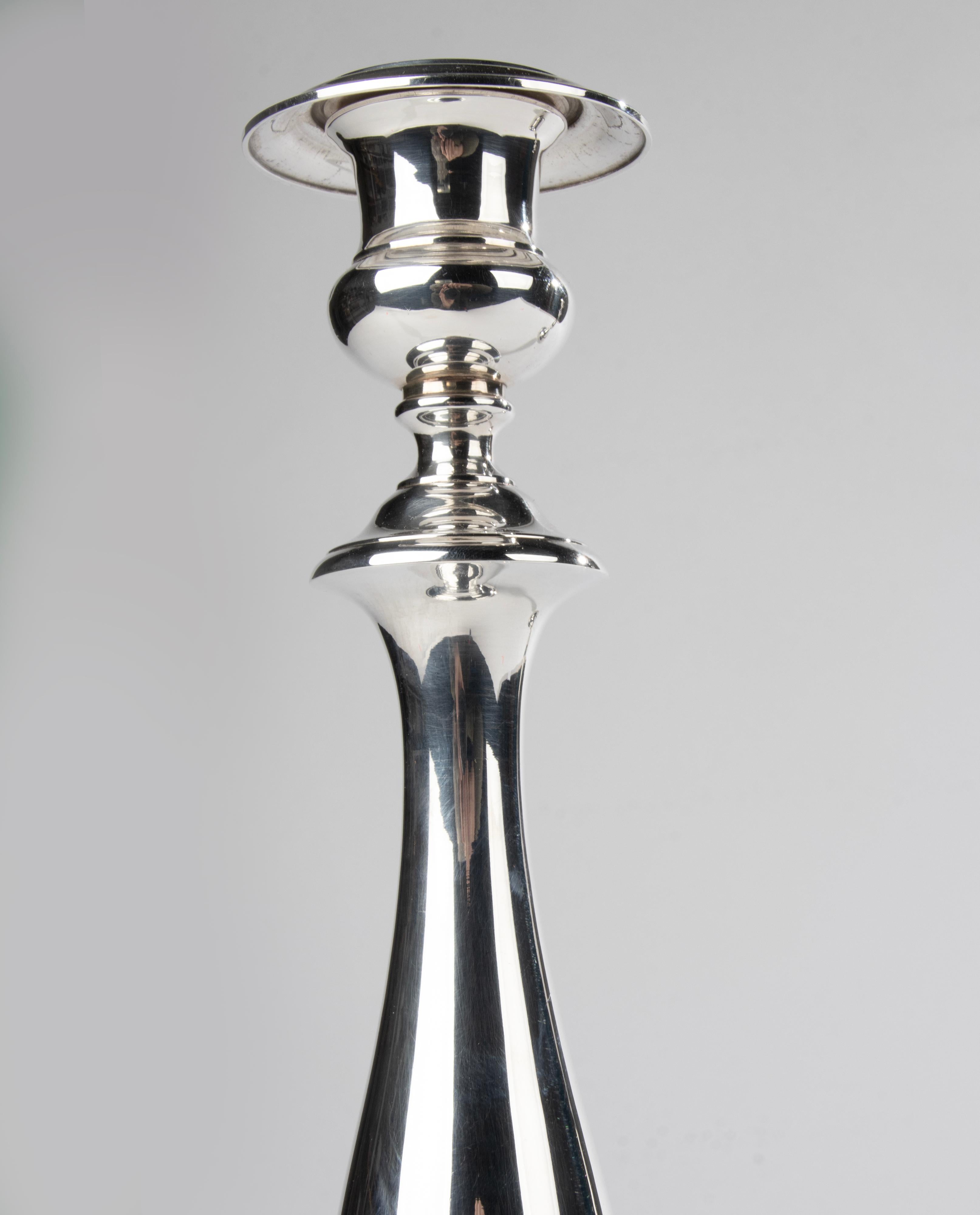 A Pair of Modern Classic Silver Plated Candlesticks made by Christofle France 10