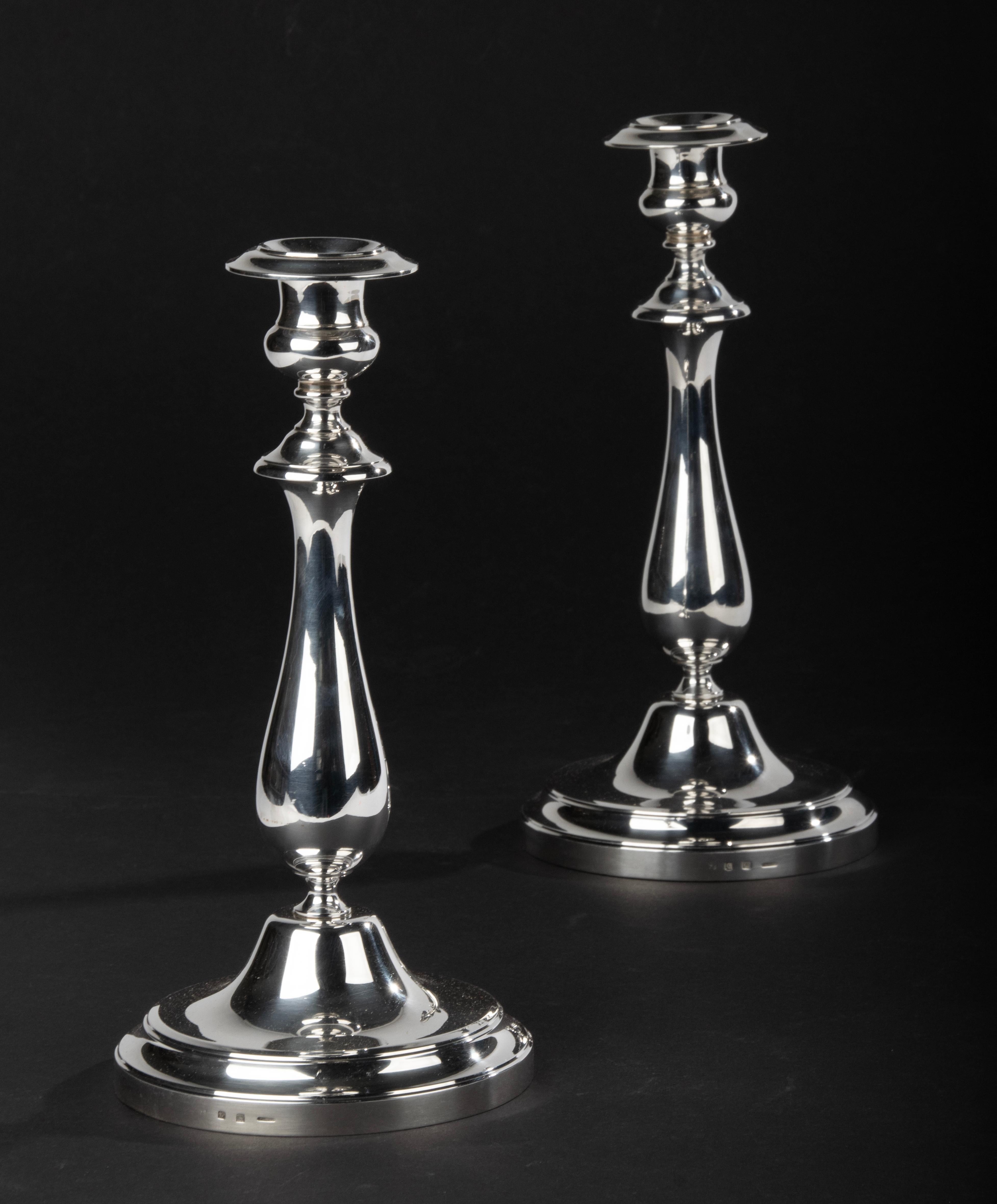 A Pair of Modern Classic Silver Plated Candlesticks made by Christofle France 4