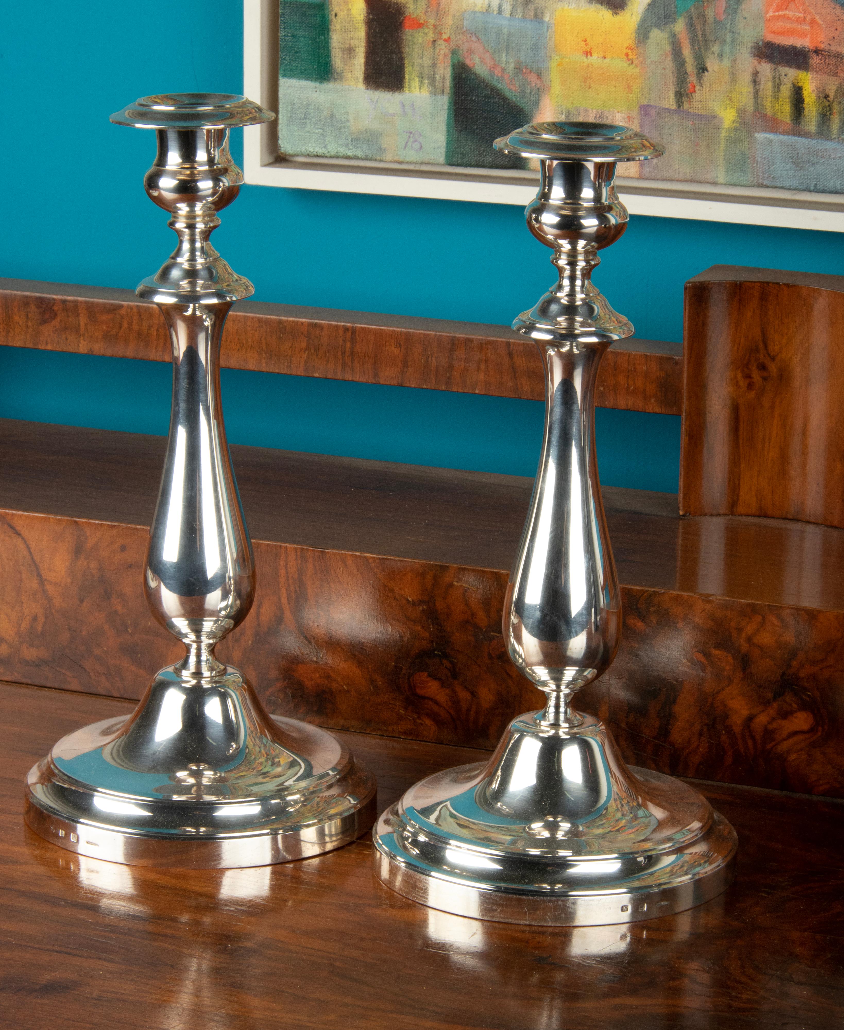 A Pair of Modern Classic Silver Plated Candlesticks made by Christofle France 2