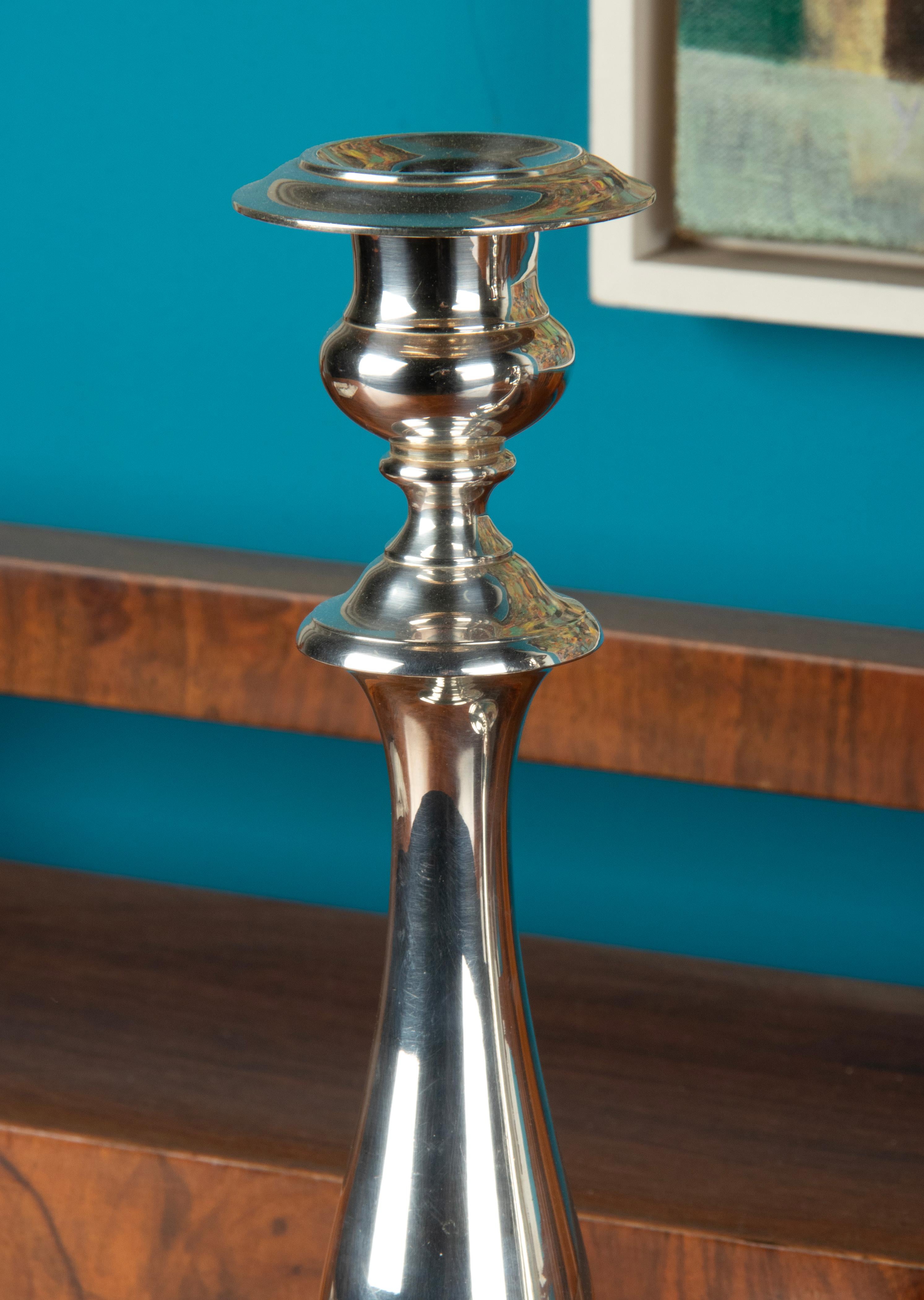 A Pair of Modern Classic Silver Plated Candlesticks made by Christofle France 3