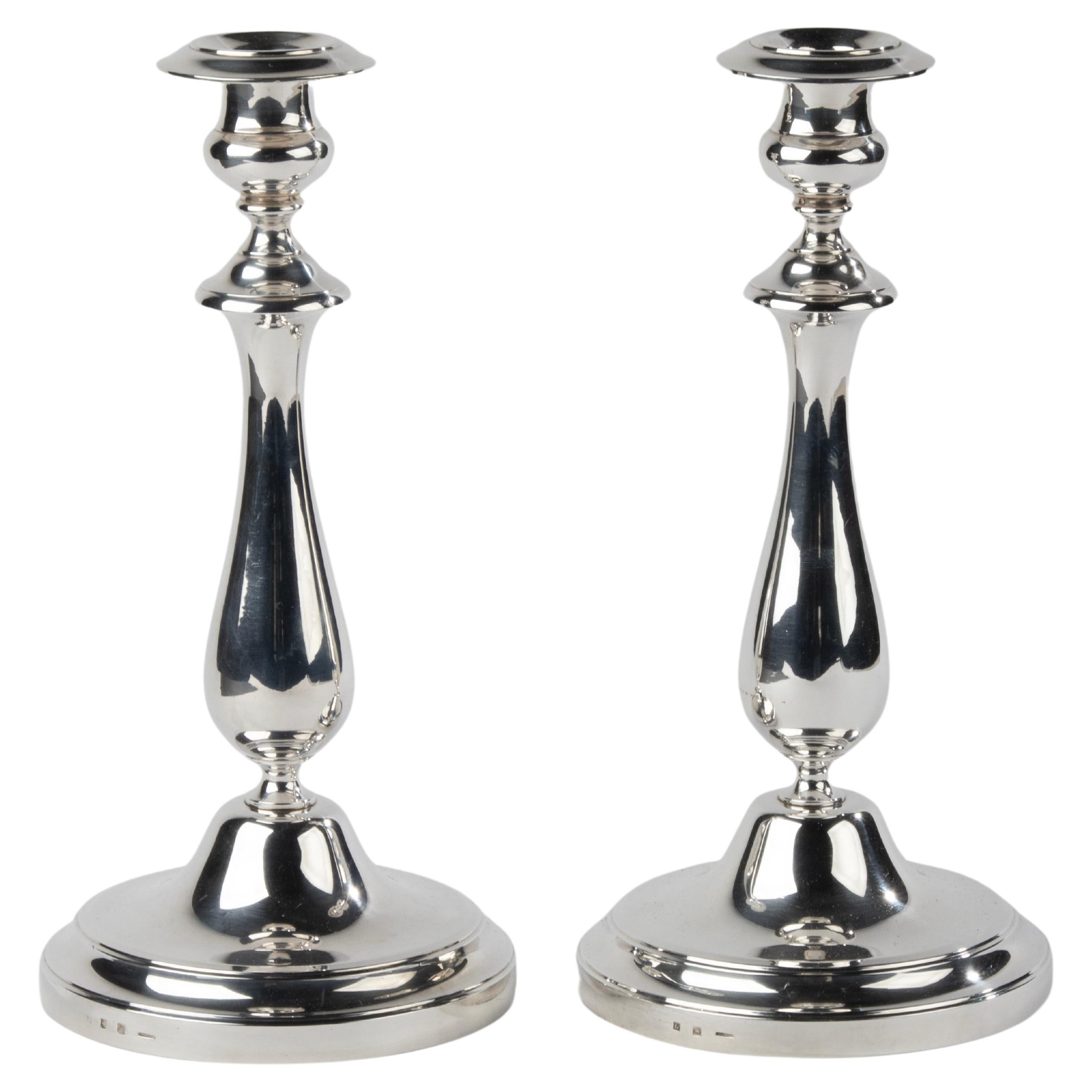 A Pair of Modern Classic Silver Plated Candlesticks made by Christofle France