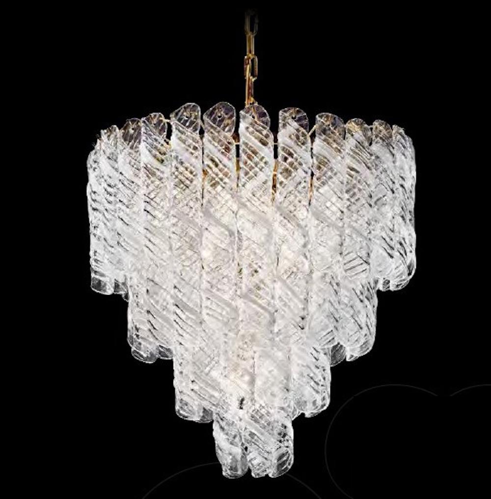 Par de  Lámparas o apliques modernos italianos de cristal de Murano rizado en venta 8
