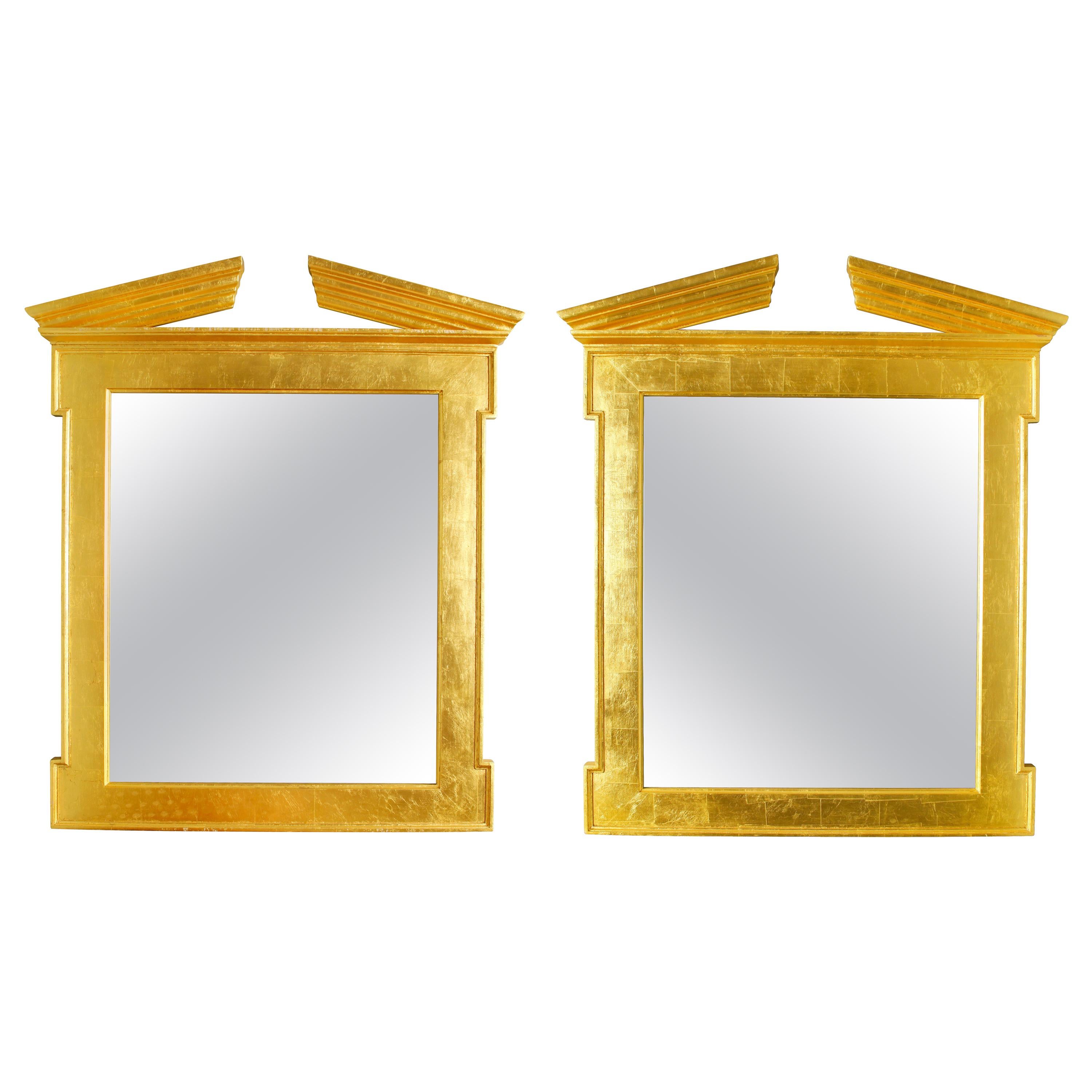 Pair of Modern Regency Style Giltwood Mirrors For Sale