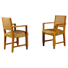 A Pair of Modernist Armchair by Henry Geneste France 1950s