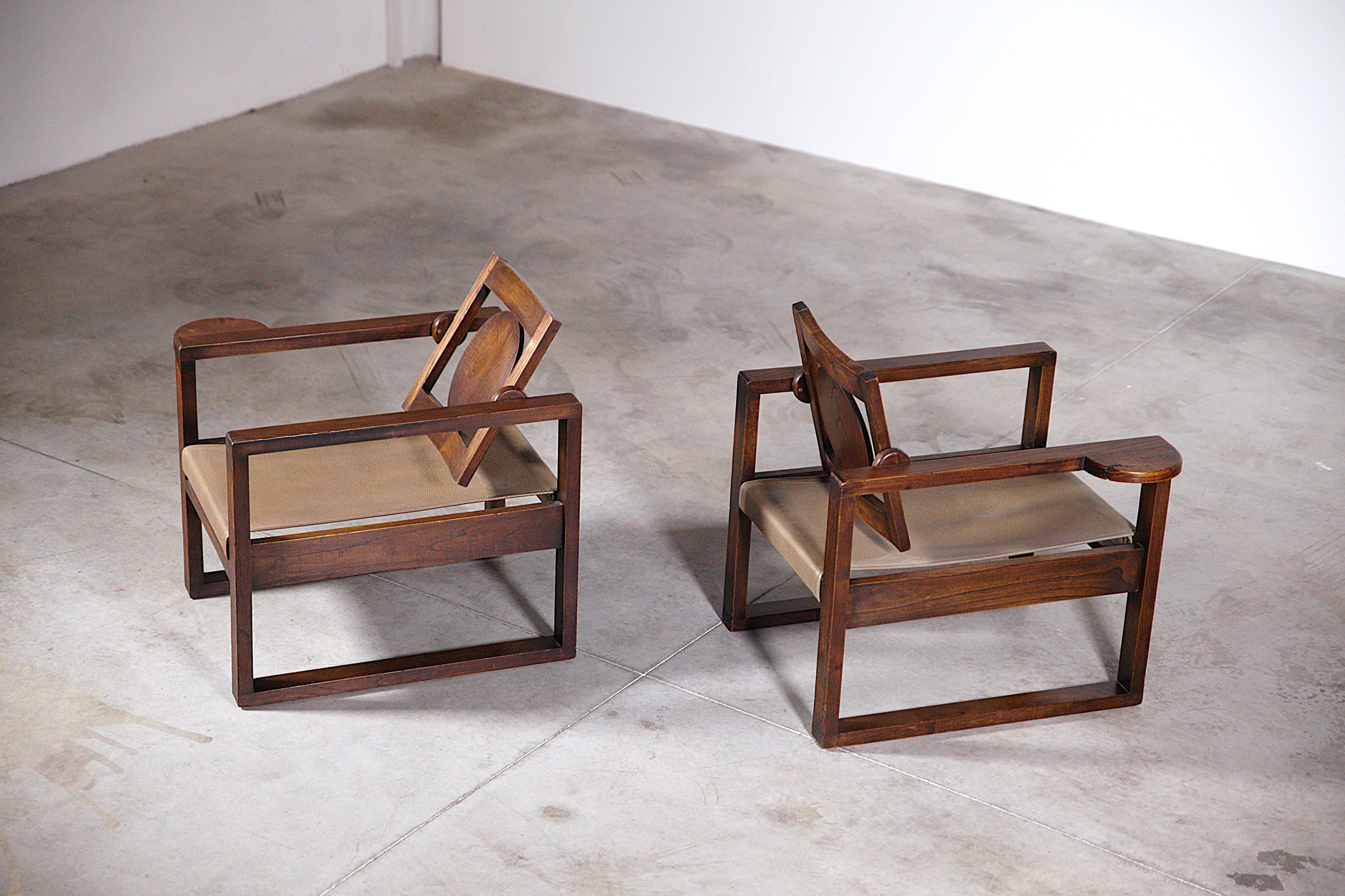 A Pair of Modernist Armchairs by Victor Courtray France 1940s 7