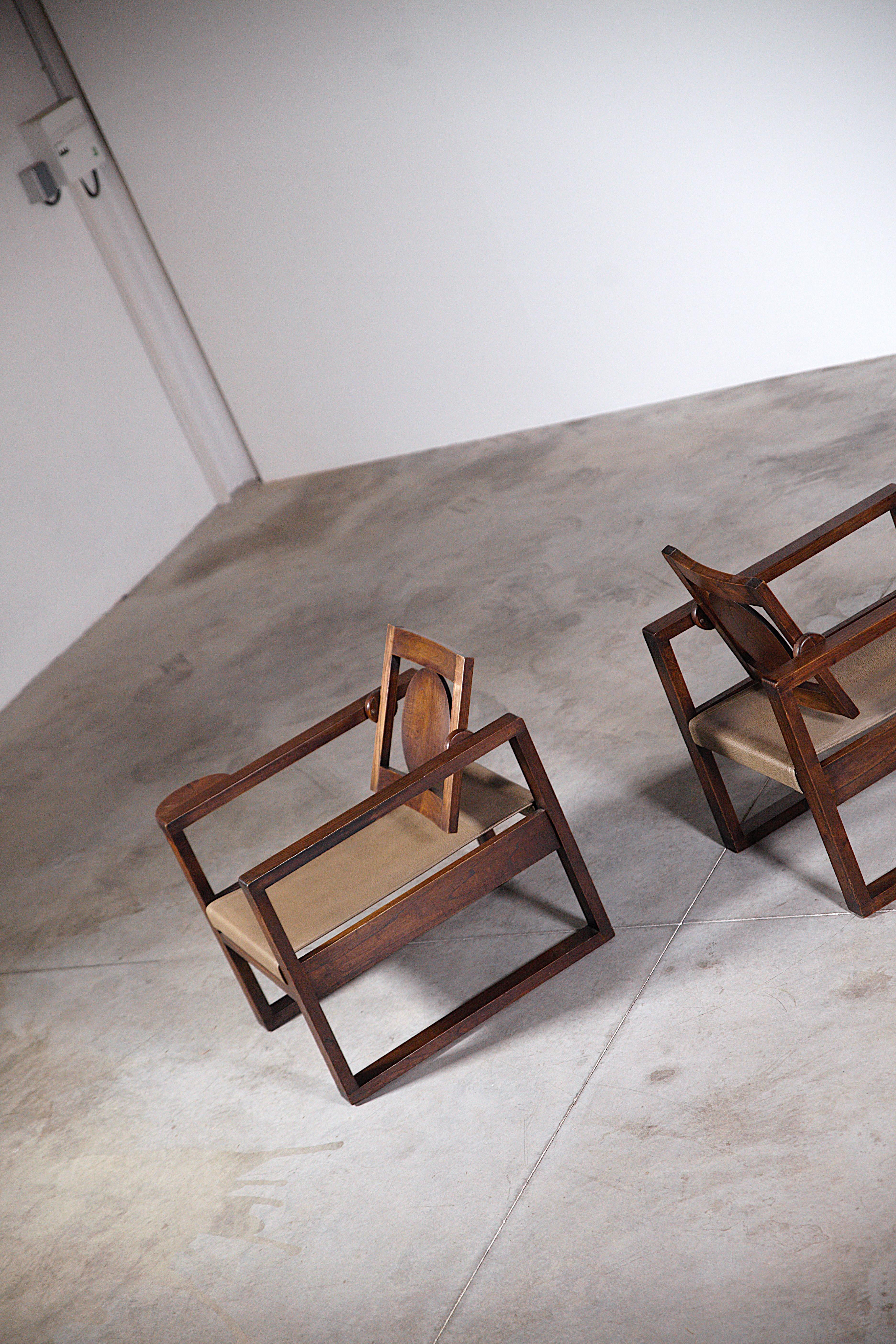 A Pair of Modernist Armchairs by Victor Courtray France 1940s 8