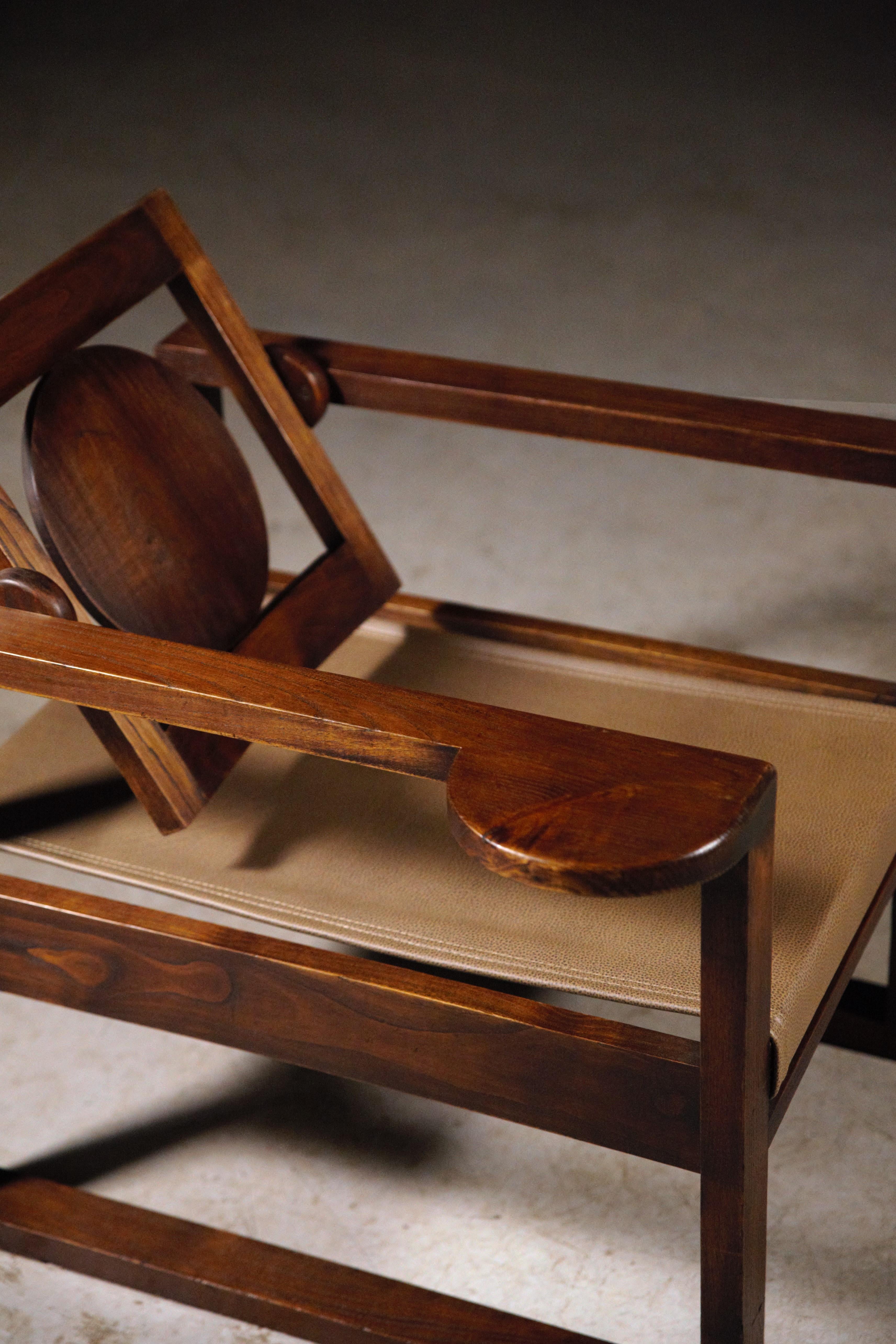 Cuir Paire de fauteuils modernistes de Victor Courtray France, années 1940 en vente