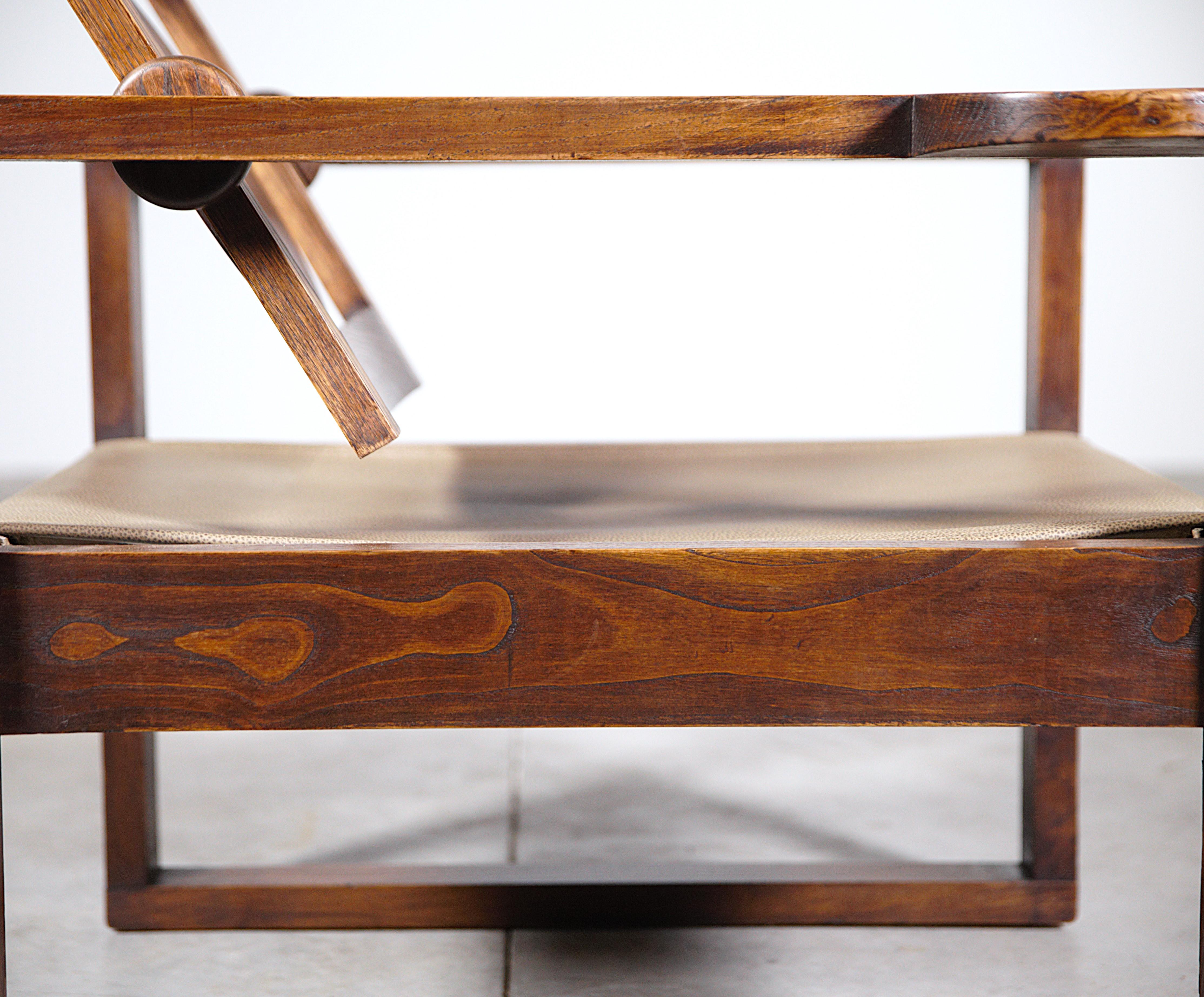 Leather A Pair of Modernist Armchairs by Victor Courtray France 1940s