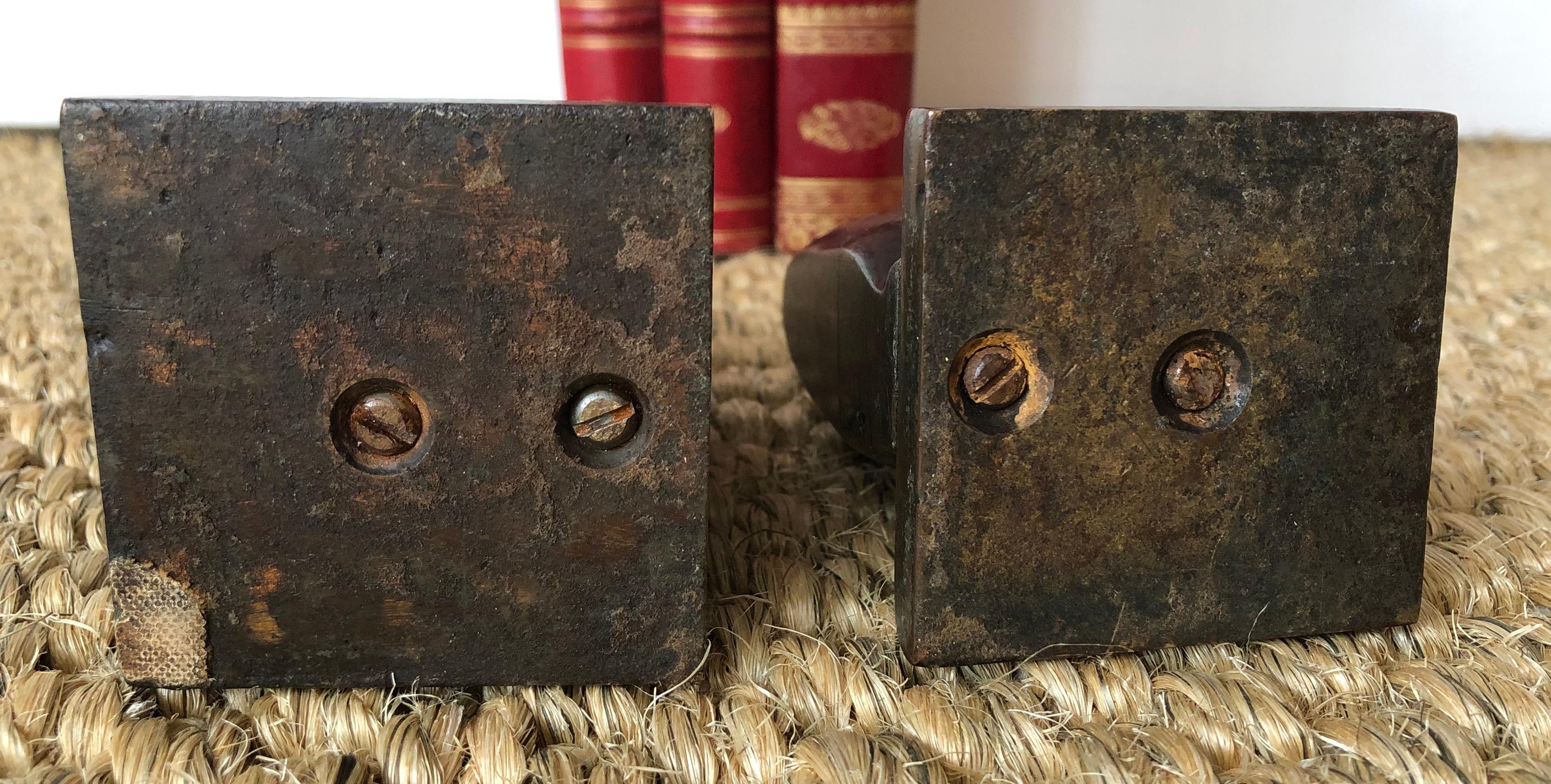 Mid-20th Century Pair of Modernist Bronze Cat Bookends