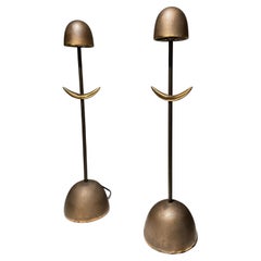 A Pair Of Modernist Bronze Table Lamps by Mies aand Van Gessel For Qausar