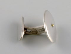 Pair of Modernist Georg Jensen Cufflinks in Sterling Silver and Gold