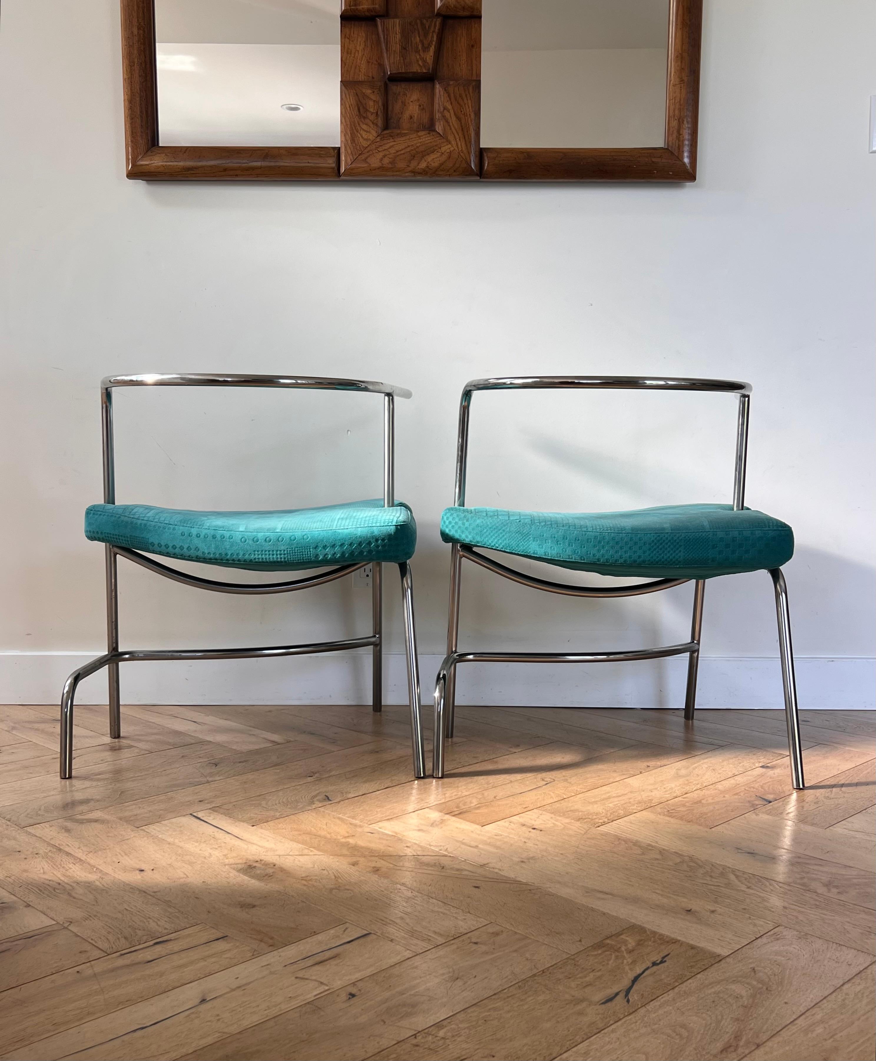 Pair of Modernist Italian Geometric Armchairs, C 1970 For Sale 12