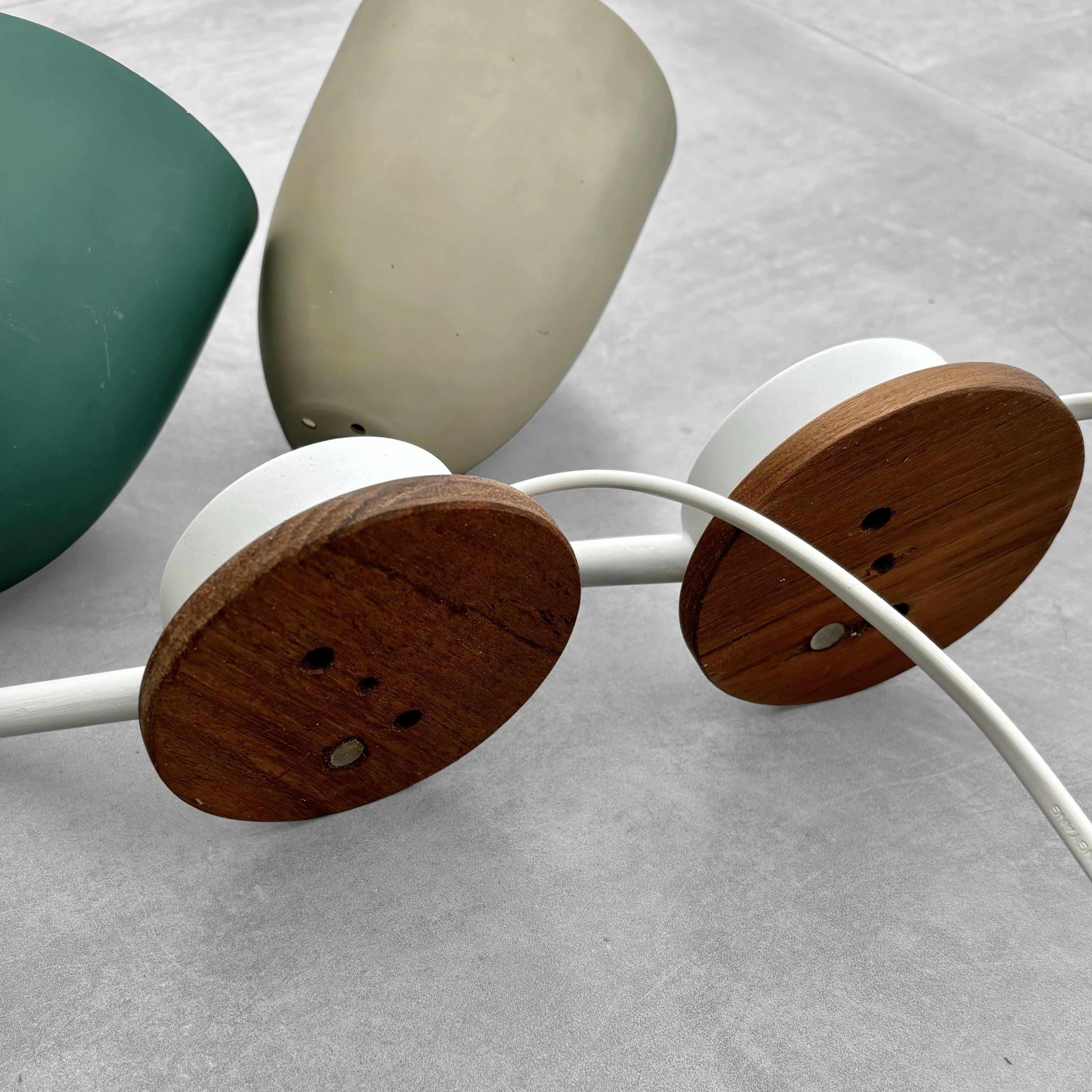 A pair of modernist Scandinavian wall lamps, steel and oak, Sweden, 1950s For Sale 3