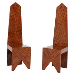 Pair of Modernist Tall Back "Throne Chairs"