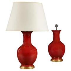 Pair of Monochrome Coral Glaze Lamps