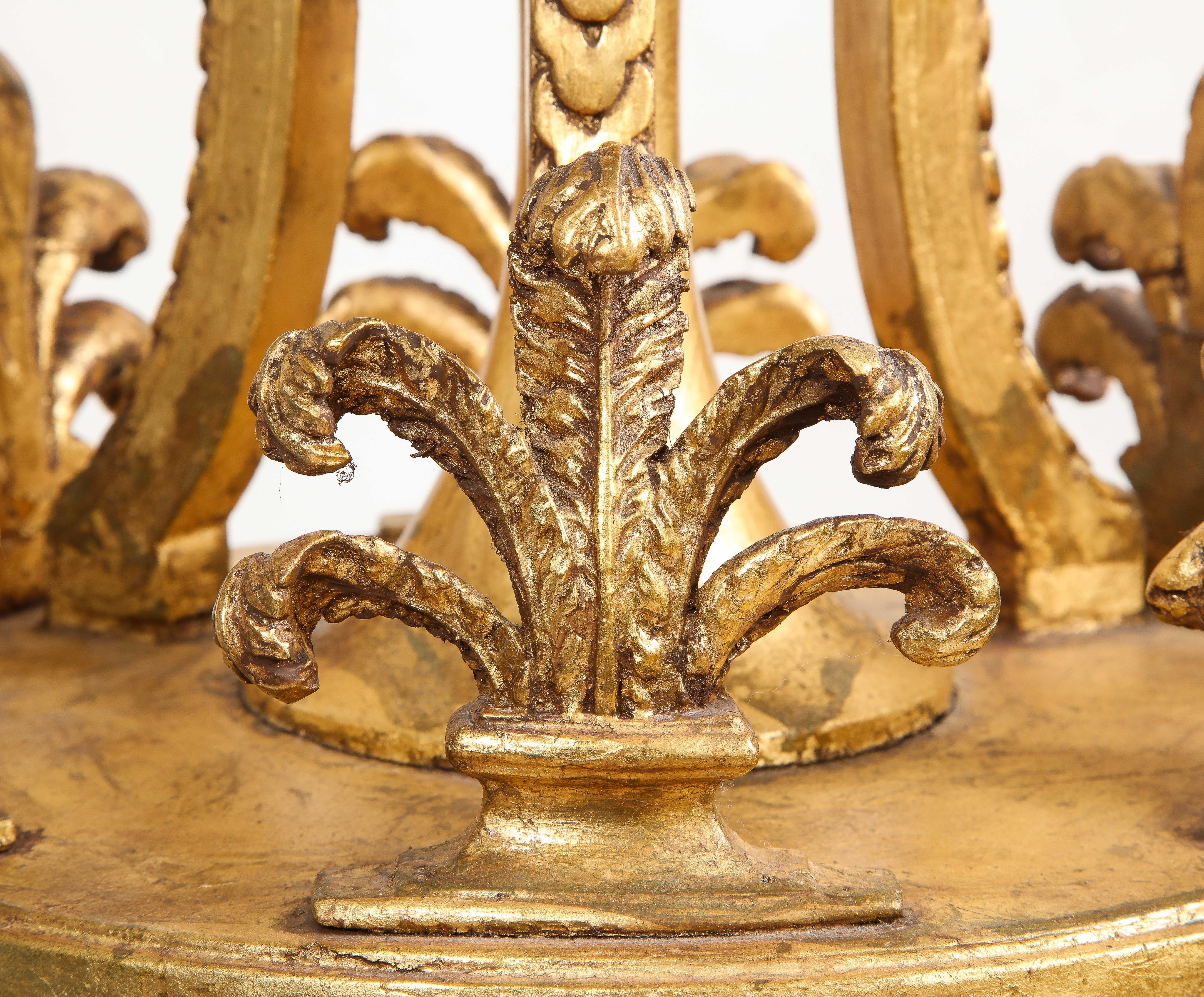A Pair of Monumental 19th Century Giltwood Torchieres with Original Marble Bases 6